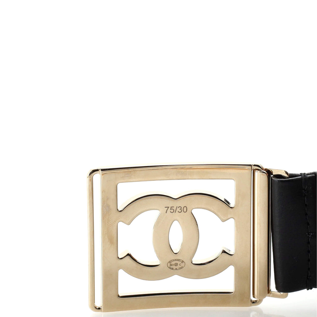 CC Square Buckle Elastic Belt Leather Wide 75