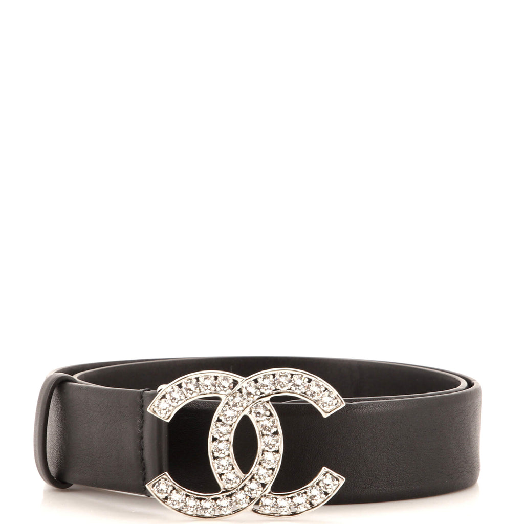 CC Belt Leather and Metal with Faux Pearls and Crystals Medium 85