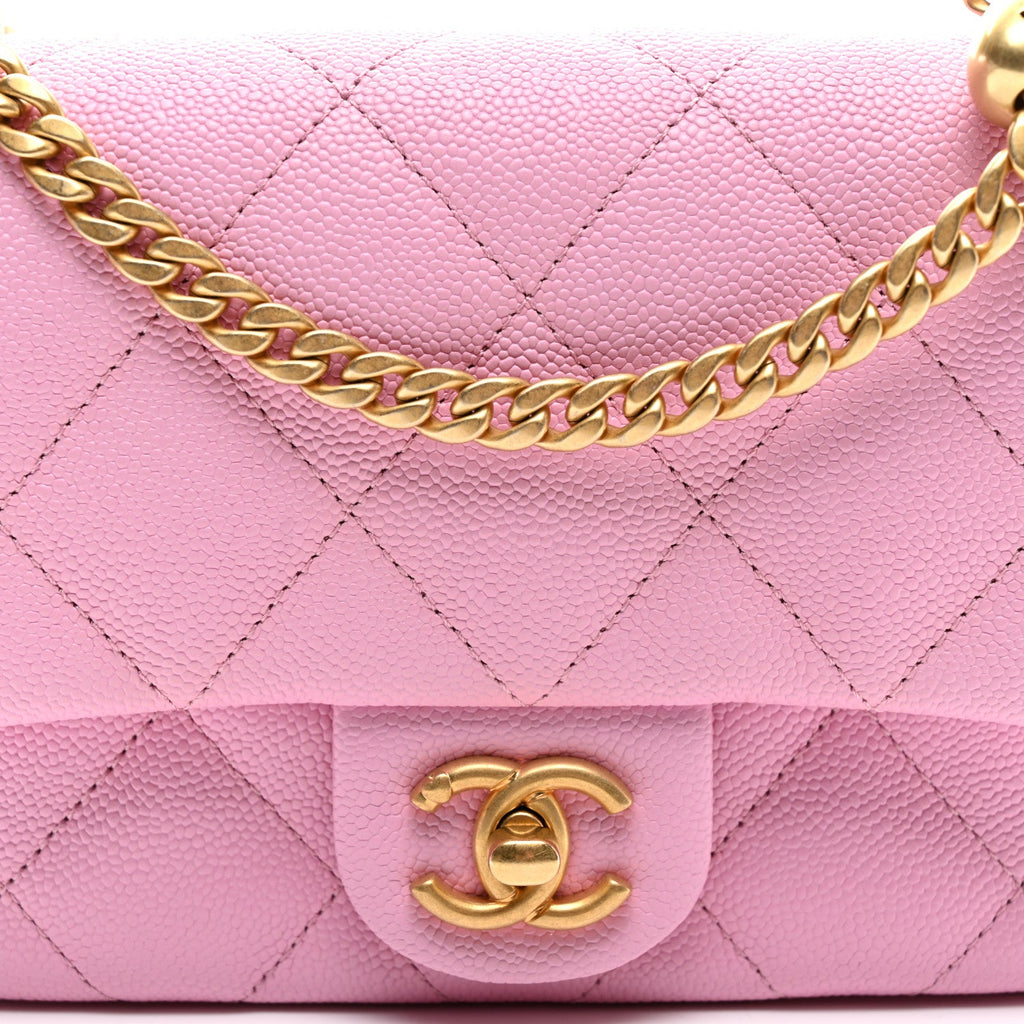 Caviar Quilted Mini Sweetheart Flap Lilac