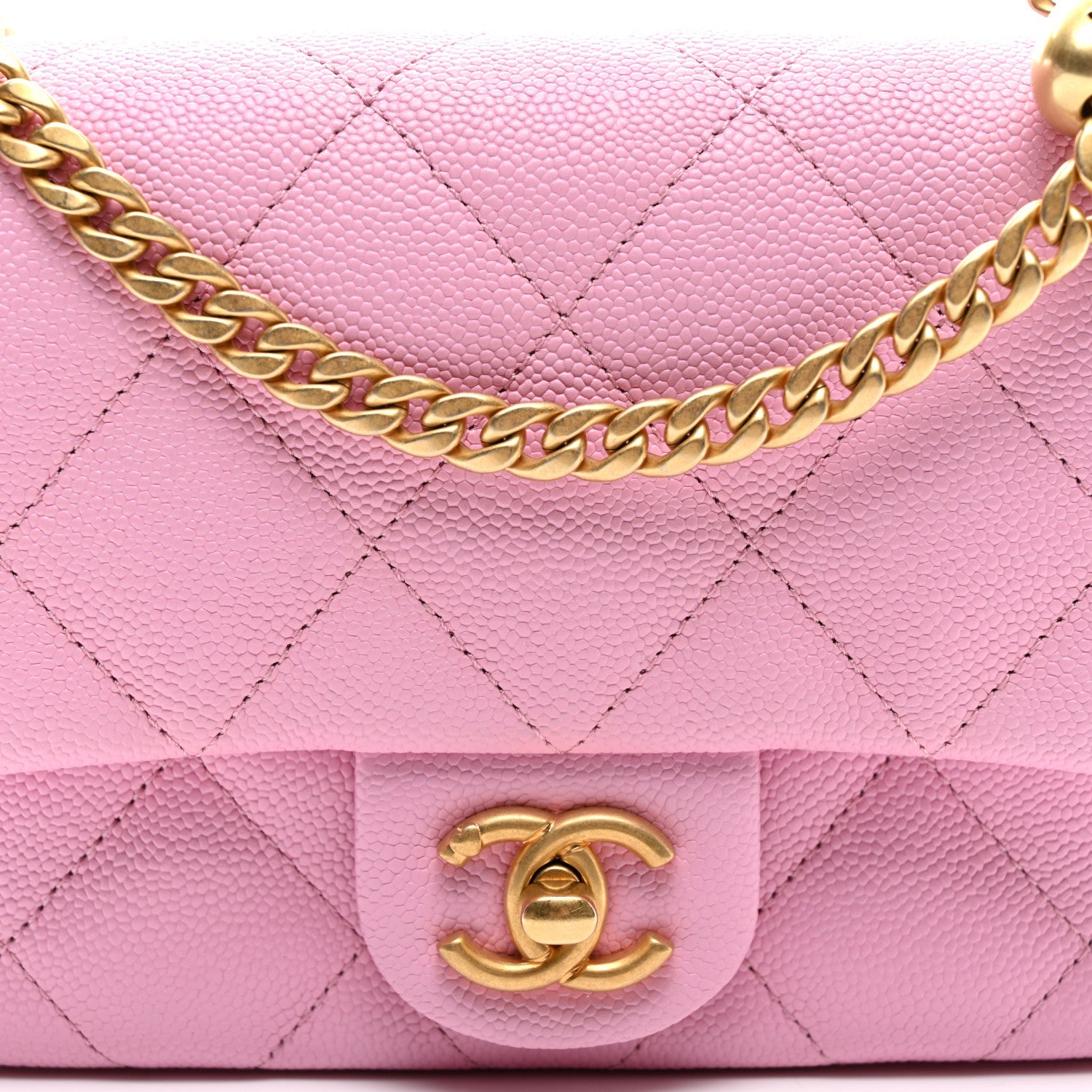 Caviar Quilted Mini Sweetheart Flap Lilac