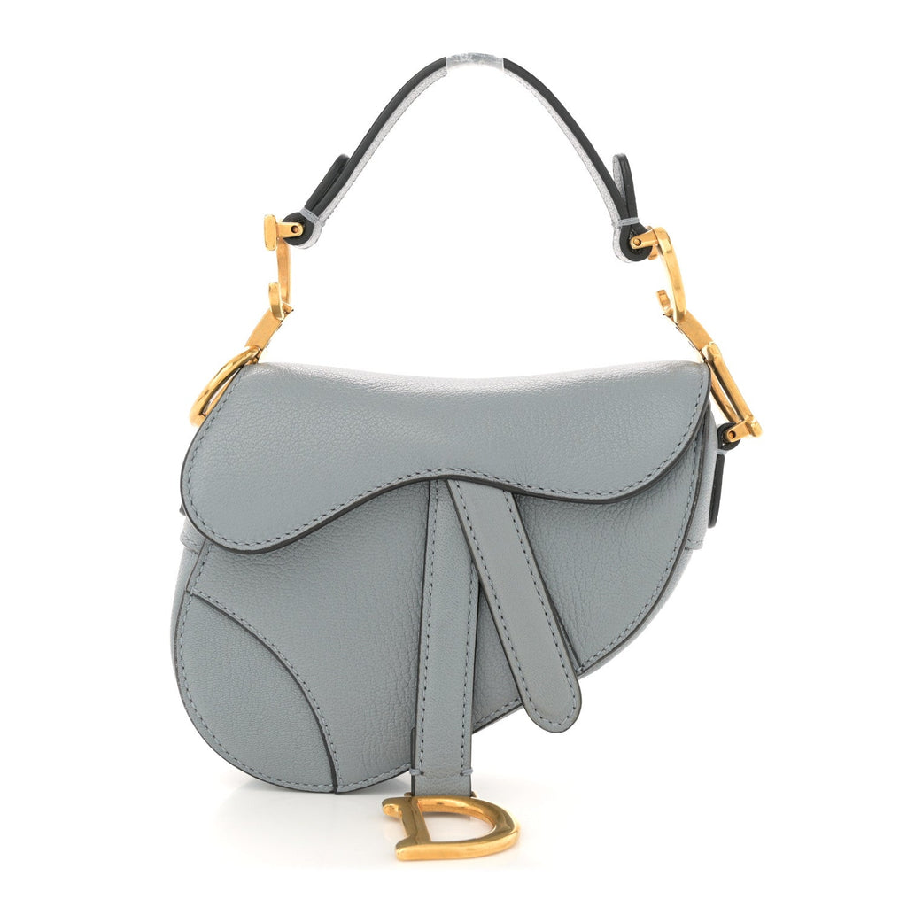 Goatskin Micro Saddle Bag Cloud Blue