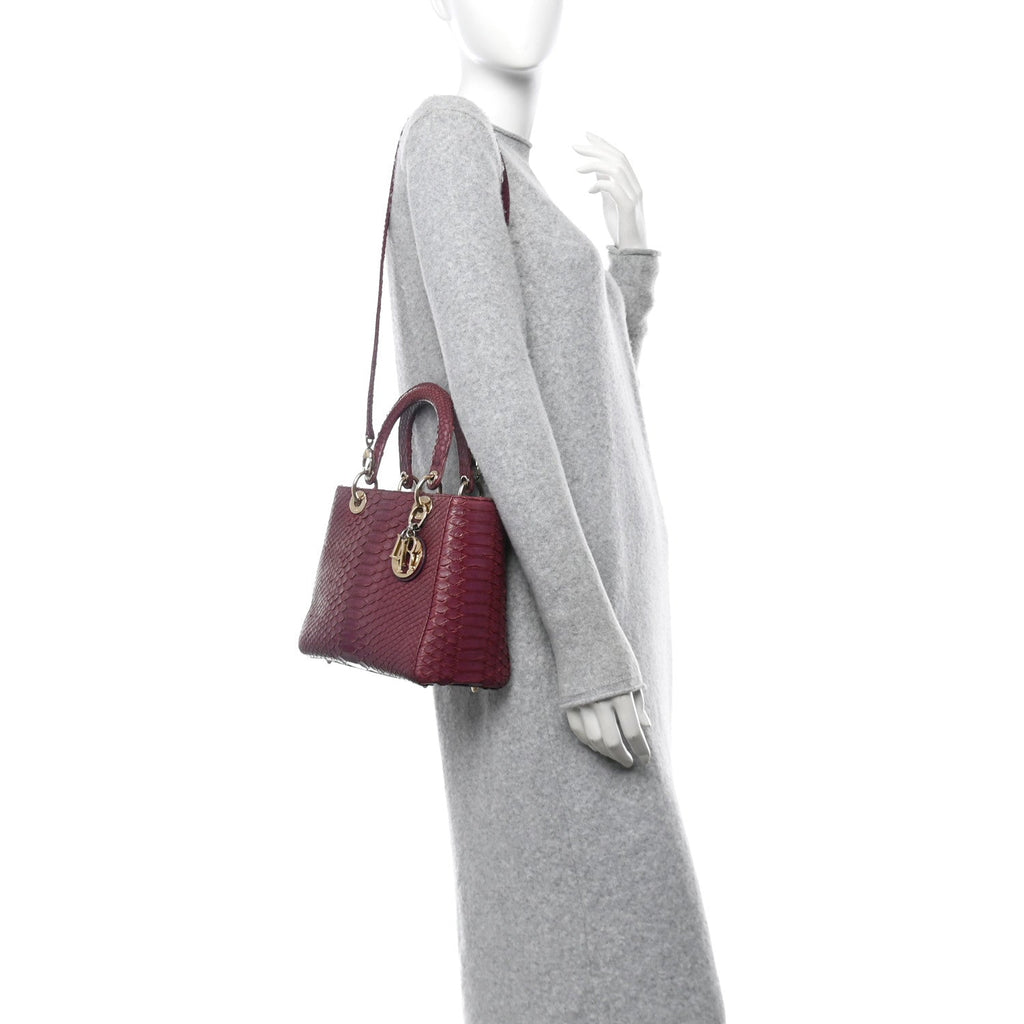 Snakeskin Medium Lady Dior Purple