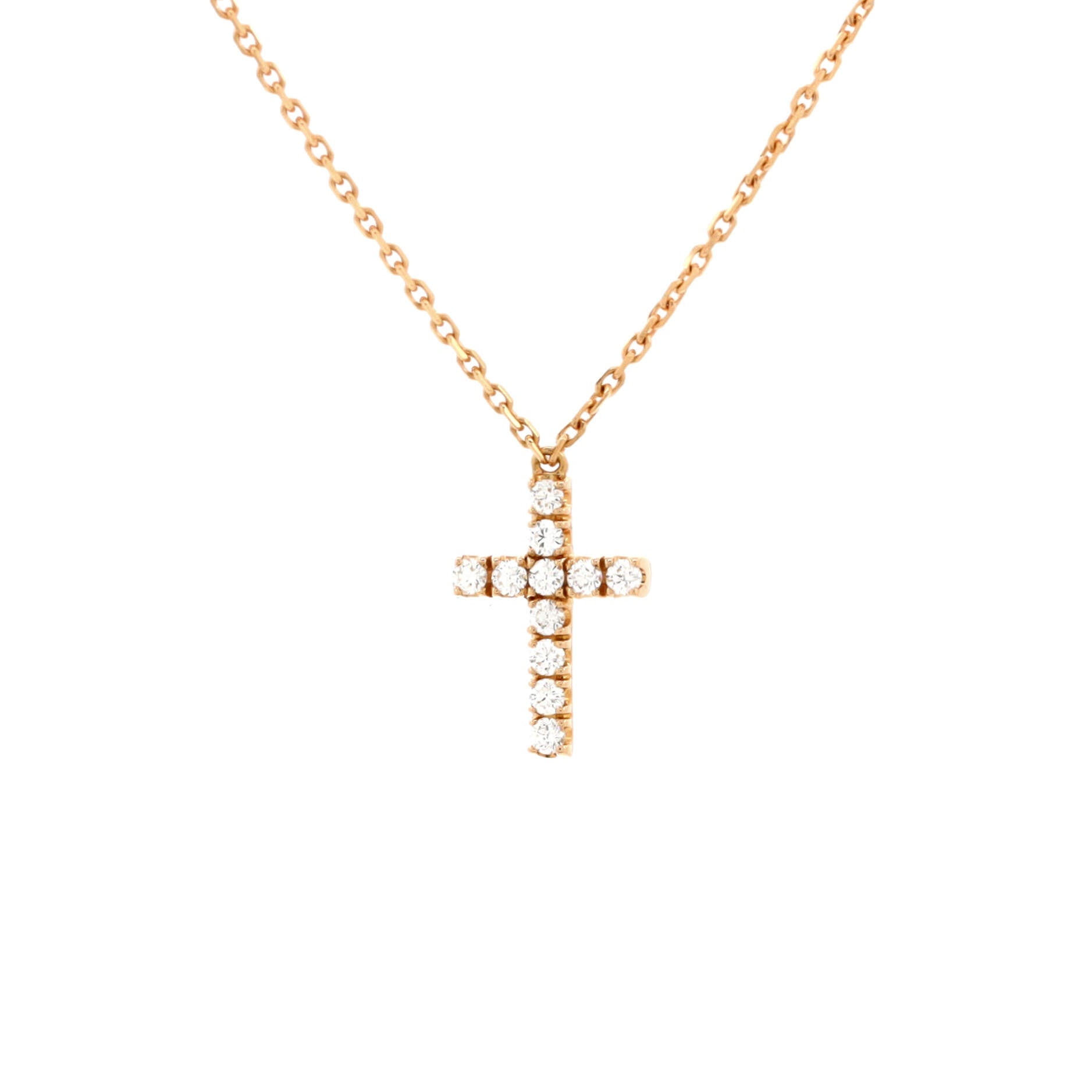 Cross Pendant Necklace 18K Rose Gold with Diamonds