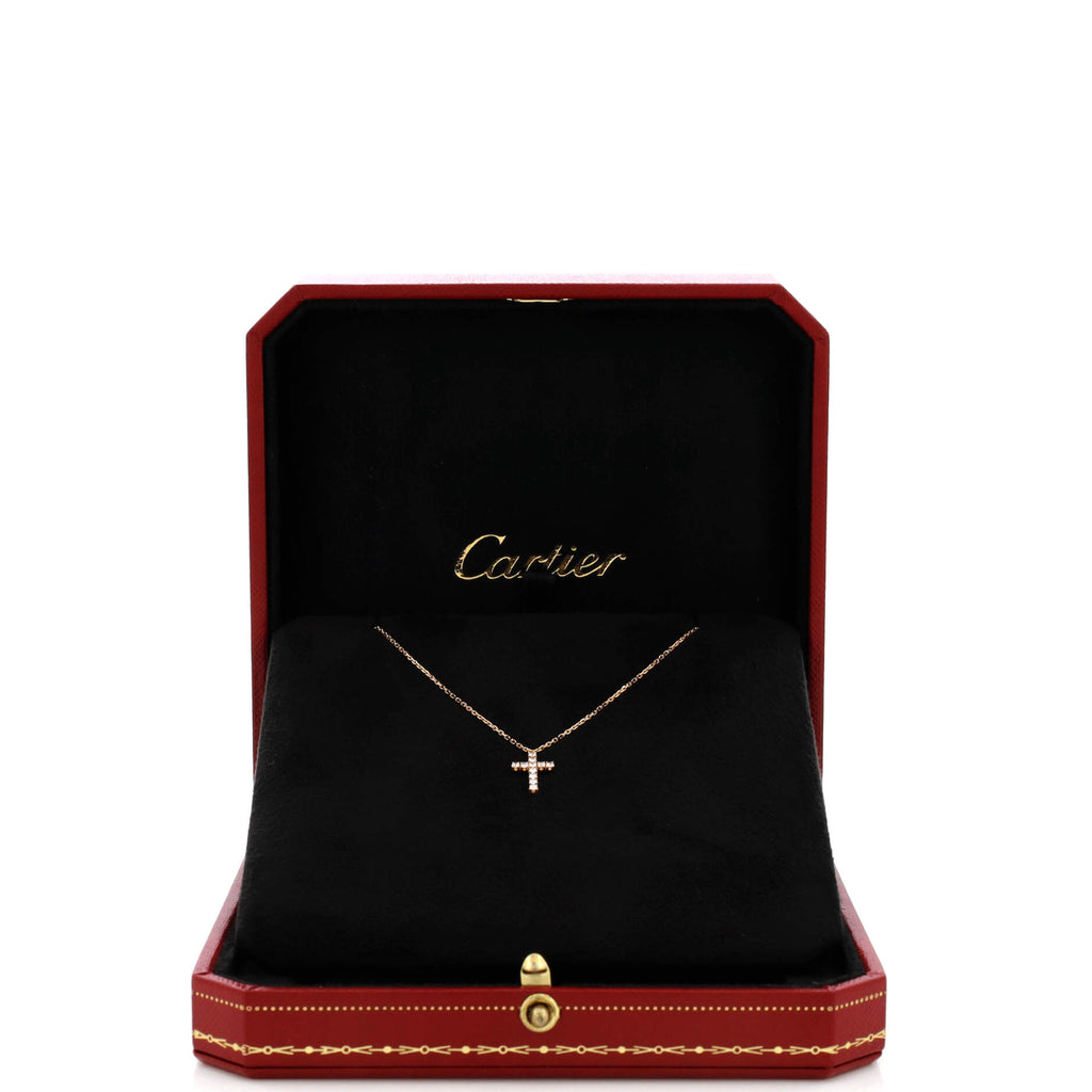 Cross Pendant Necklace 18K Rose Gold with Diamonds