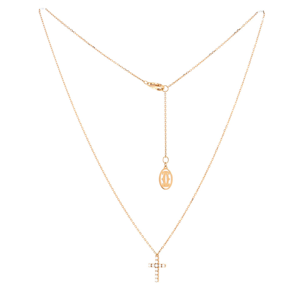 Cross Pendant Necklace 18K Rose Gold with Diamonds