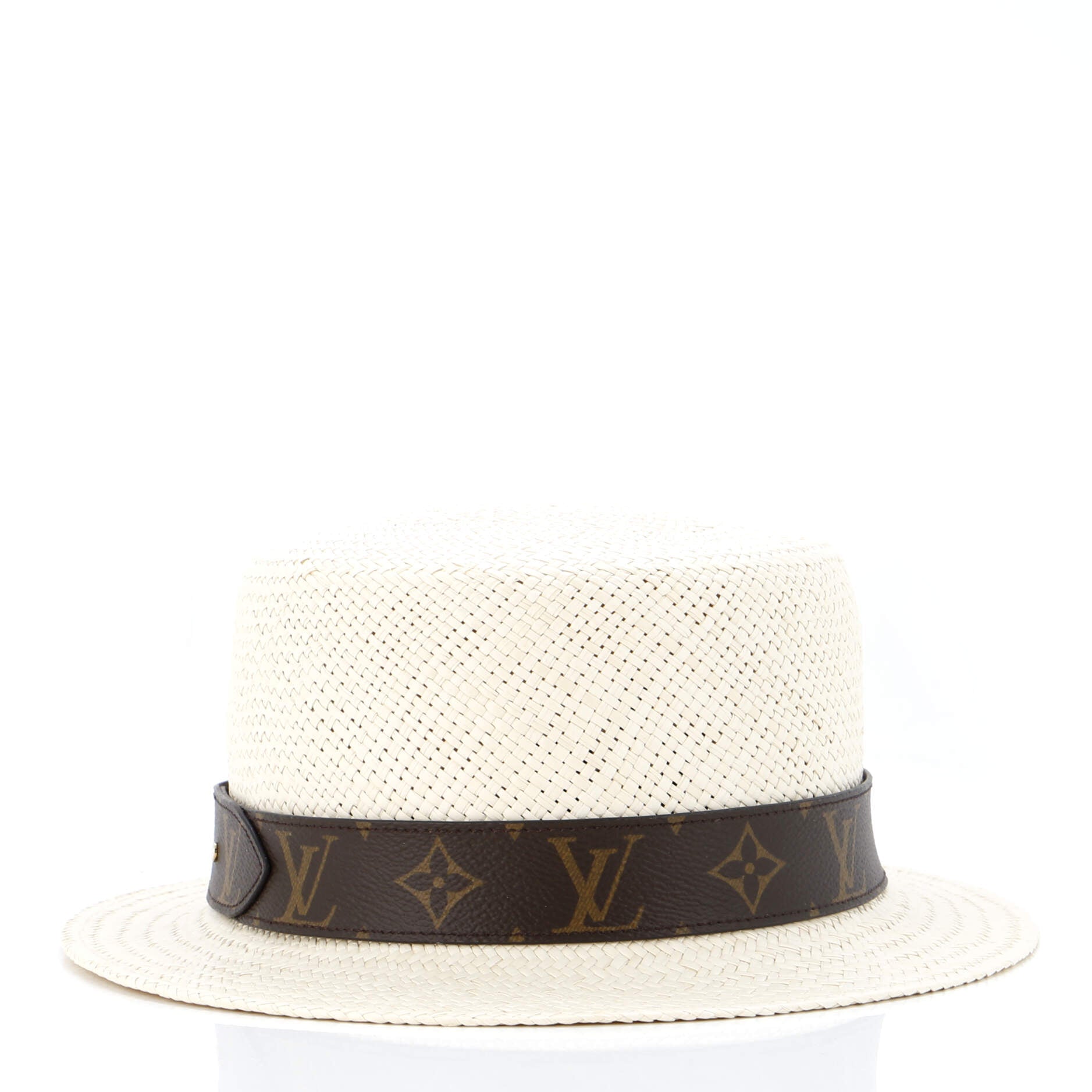 Summertime Hat Straw with Monogram Canvas