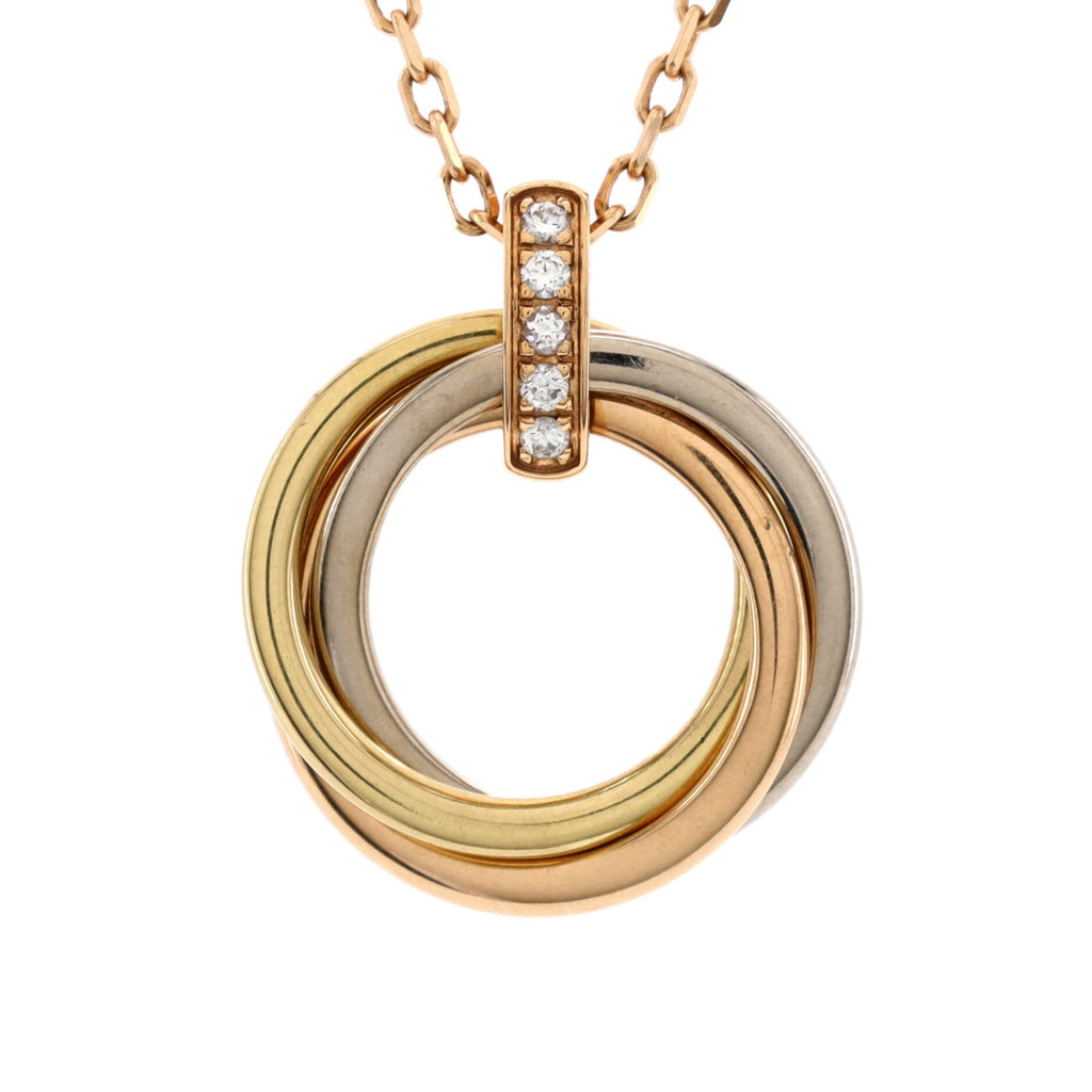 Trinity Pendant Necklace 18K Tricolor Gold and Diamonds