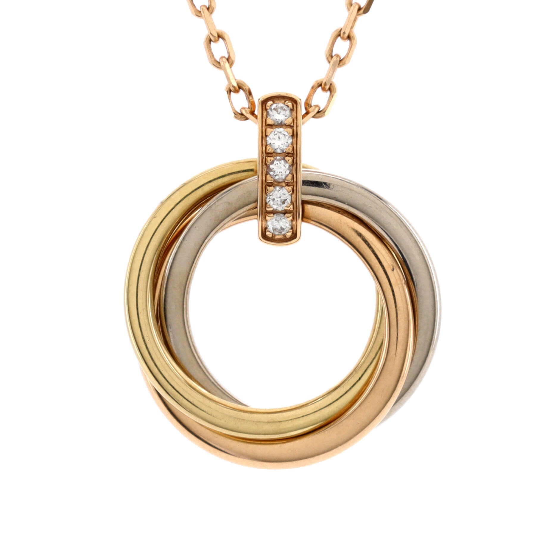Trinity Pendant Necklace 18K Tricolor Gold and Diamonds