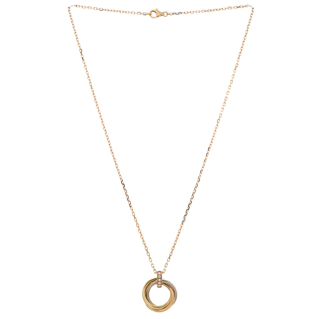 Trinity Pendant Necklace 18K Tricolor Gold and Diamonds