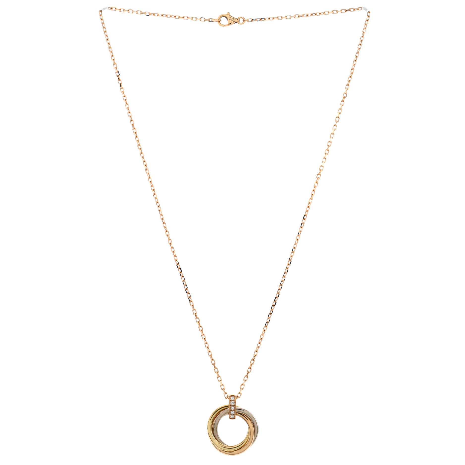 Trinity Pendant Necklace 18K Tricolor Gold and Diamonds