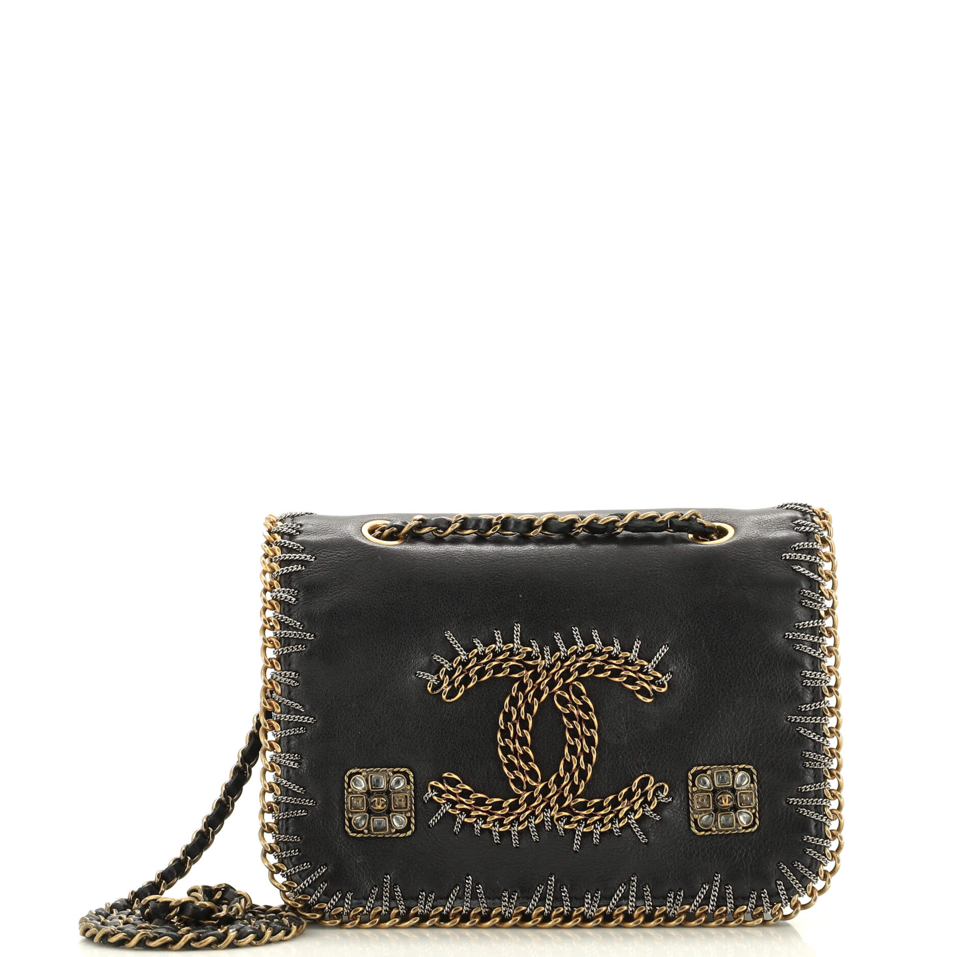 Paris-Byzance CC Flap Bag Embroidered Leather Mini