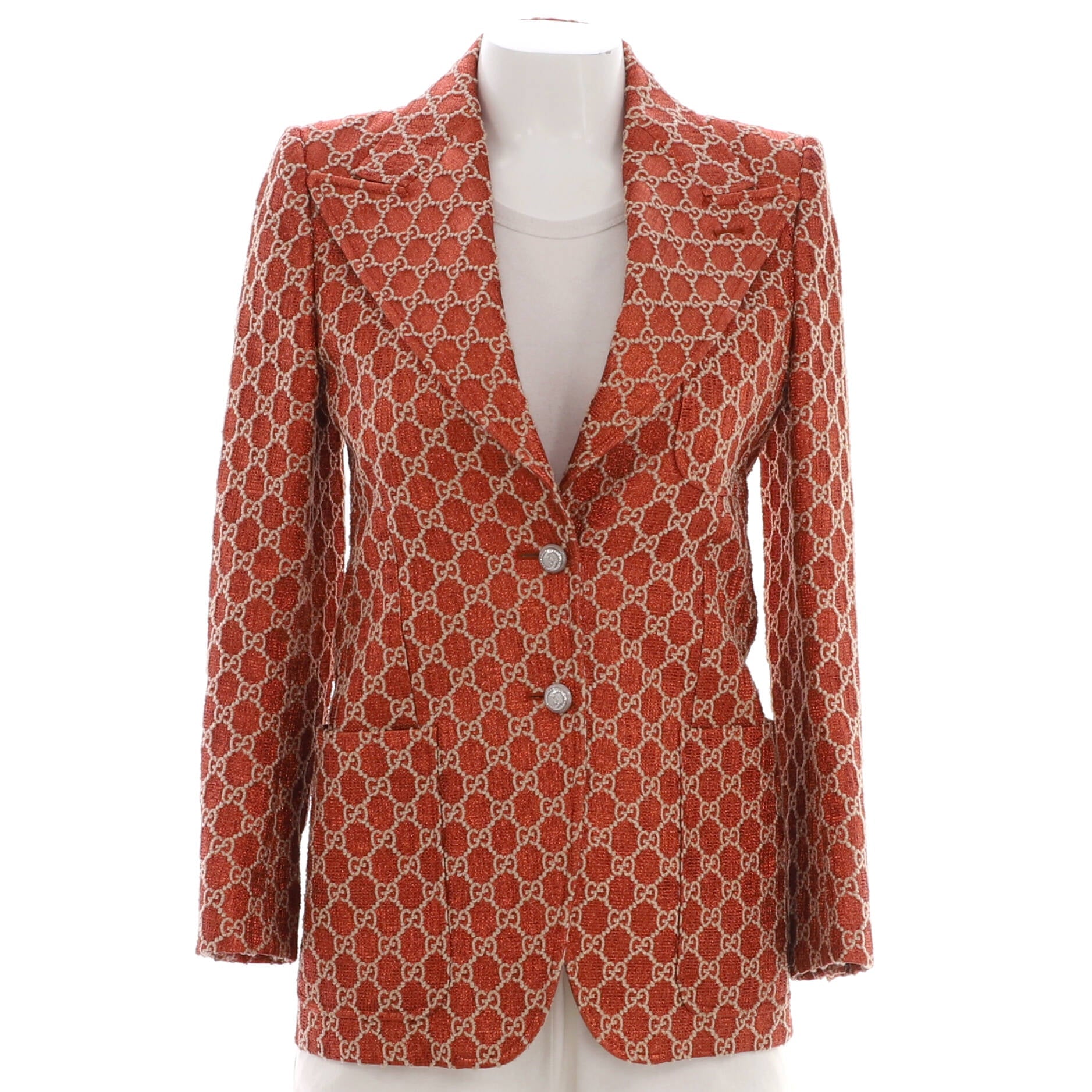 Women's Button Up Blazer GG Cotton and Polyester Blend