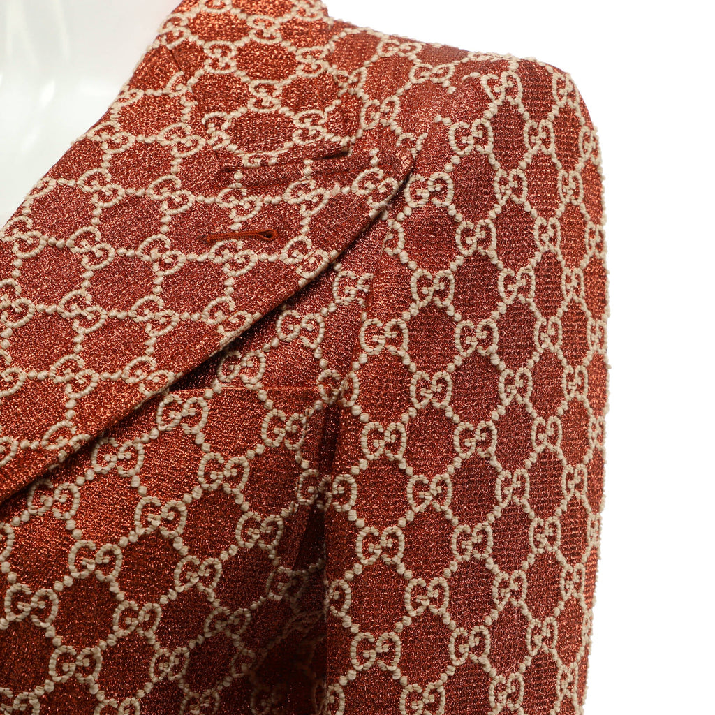 Women's Button Up Blazer GG Cotton and Polyester Blend