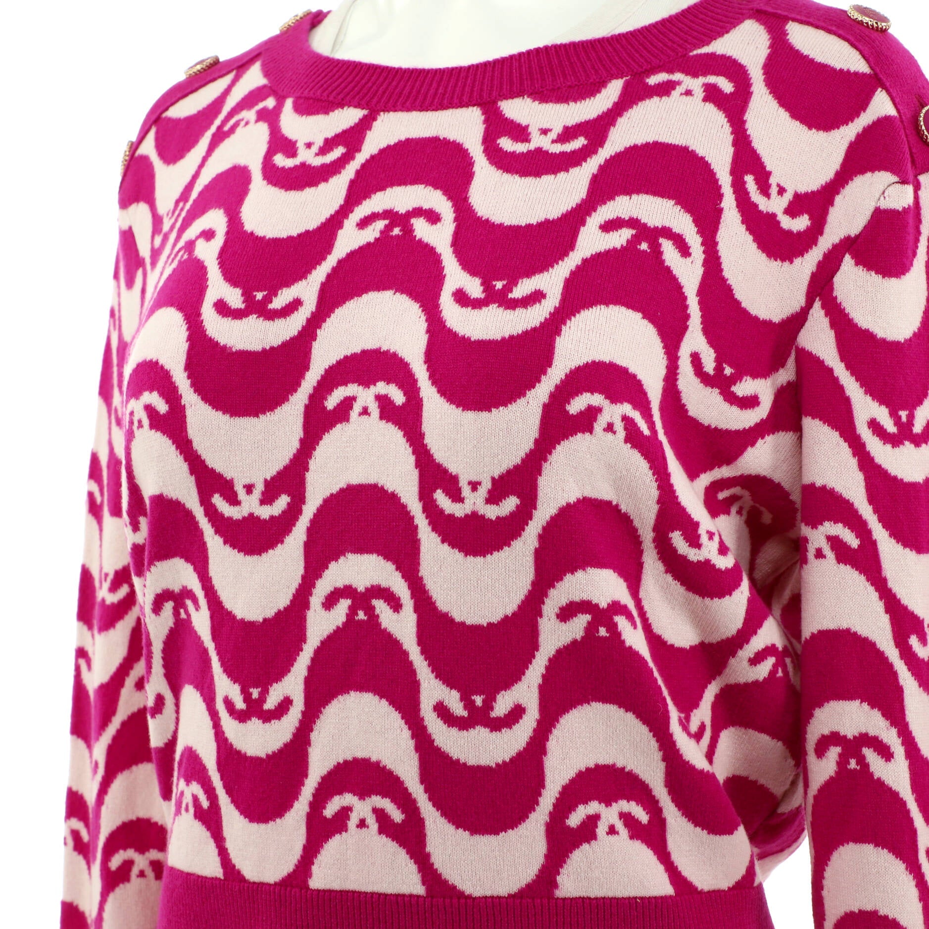 Women's CC Logo Button Crewneck Sweater Cashmere