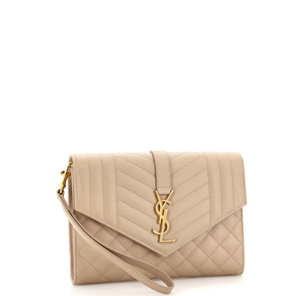 Classic Monogram Envelope Wristlet Clutch Mixed Matelasse Leather