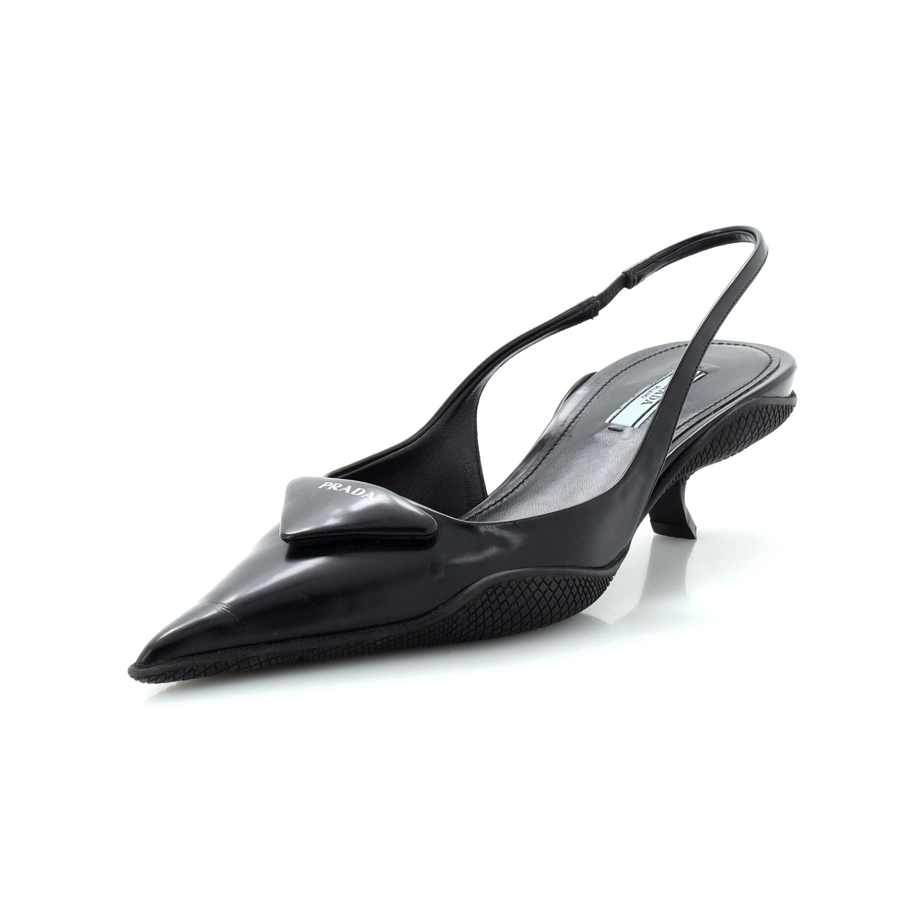 Women's Triangle Logo Slingback Pumps Leather