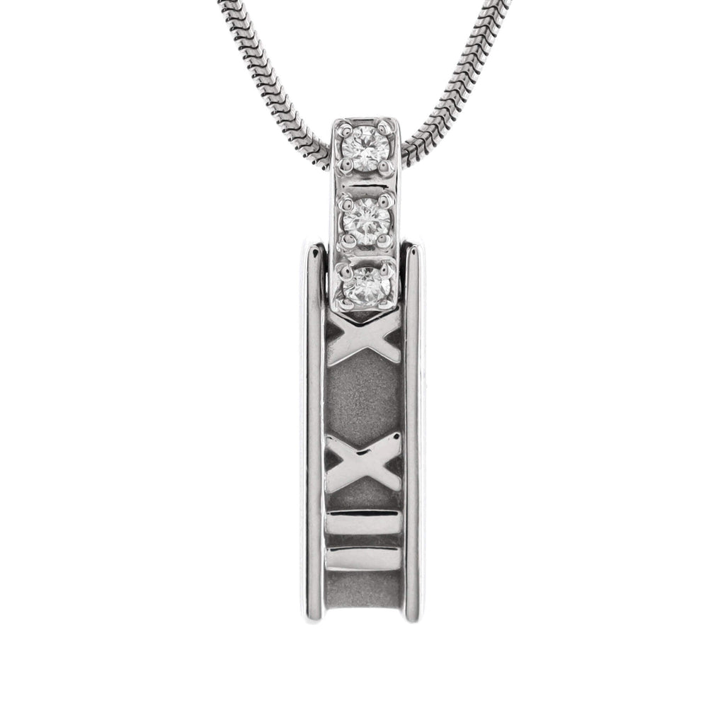 Atlas Bar Pendant Necklace 18K White Gold with Diamonds