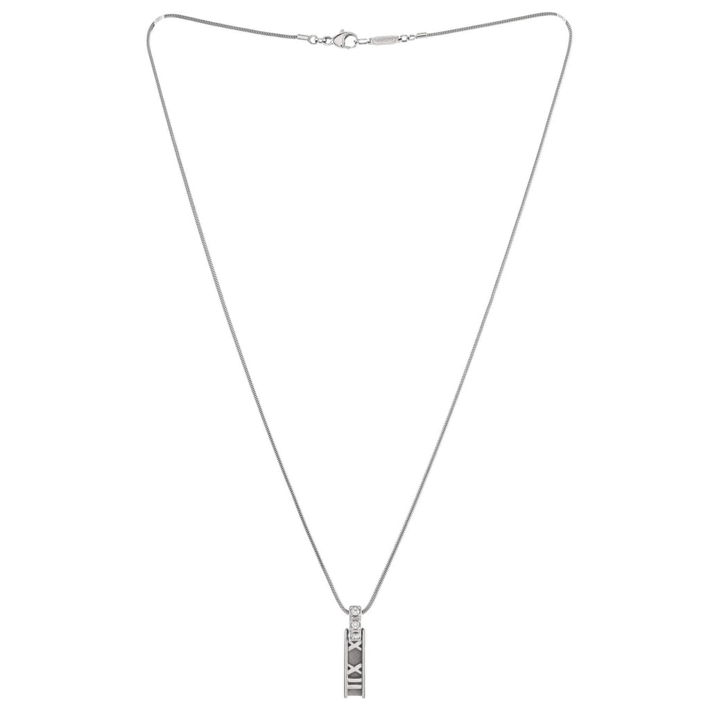 Atlas Bar Pendant Necklace 18K White Gold with Diamonds