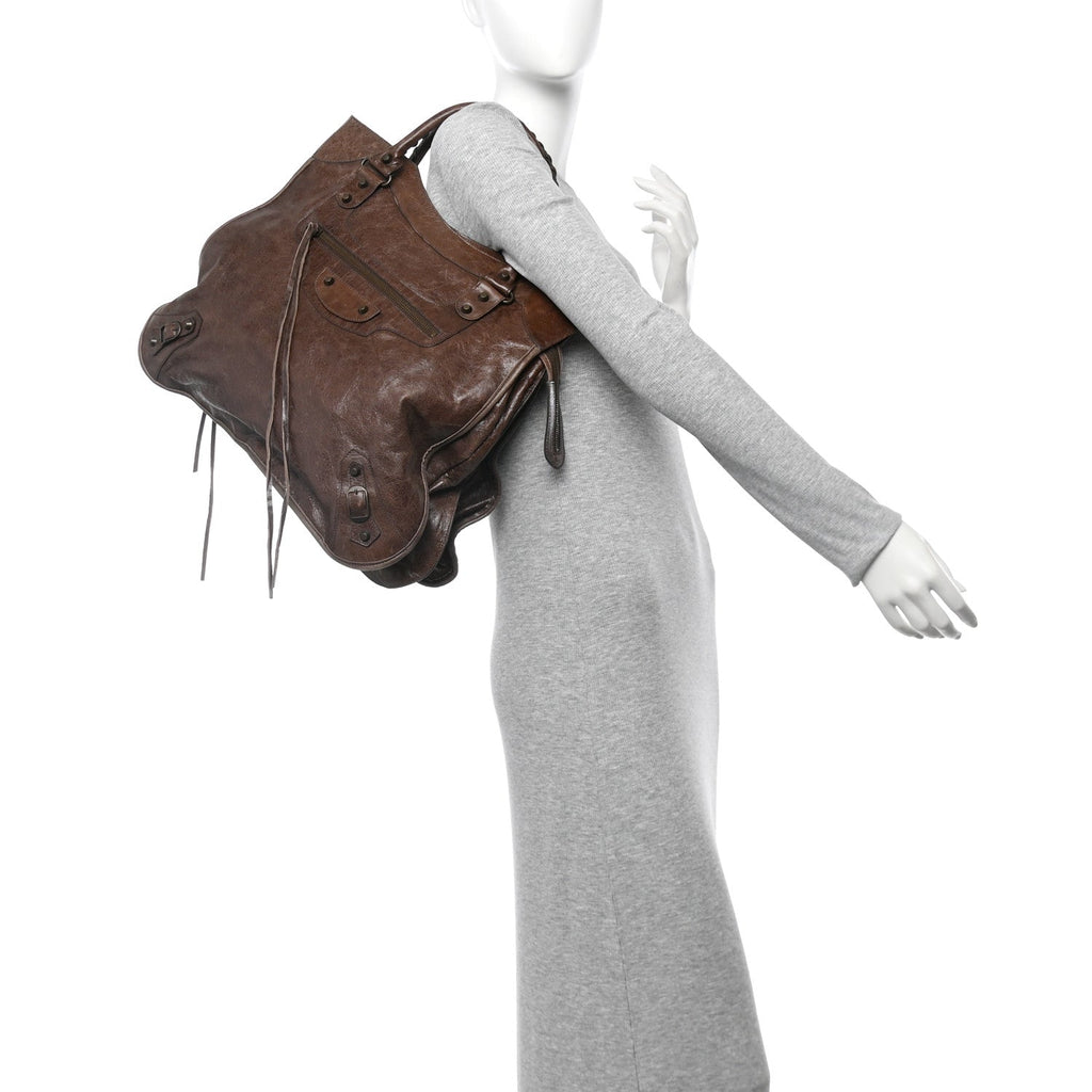 Chevre Classic Hardware Mid Afternoon Tote Truffle