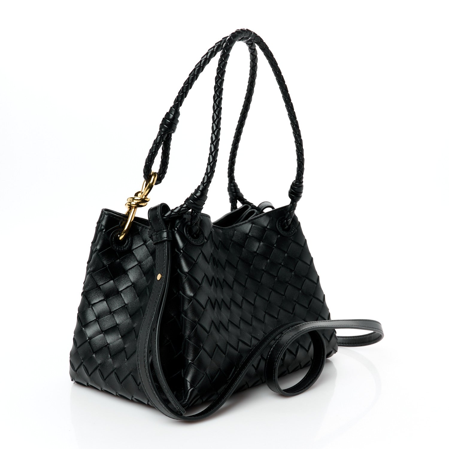 Nappa Intrecciato Small Parachute Shoulder Bag Black