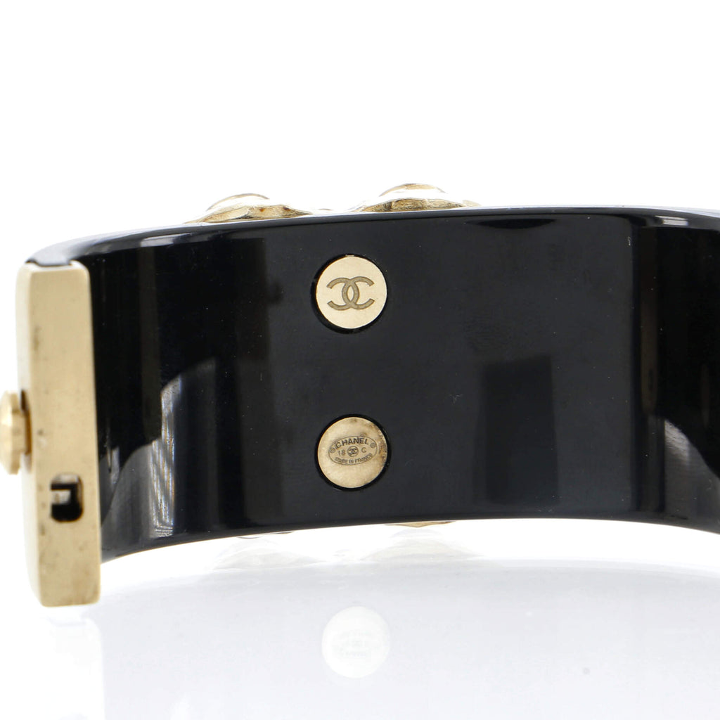 Giant CC Cuff Bracelet Resin with Metal and Crystals