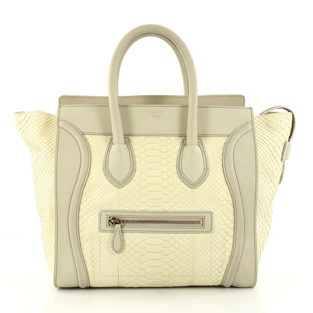 Bicolor Luggage Handbag Python and Leather Mini