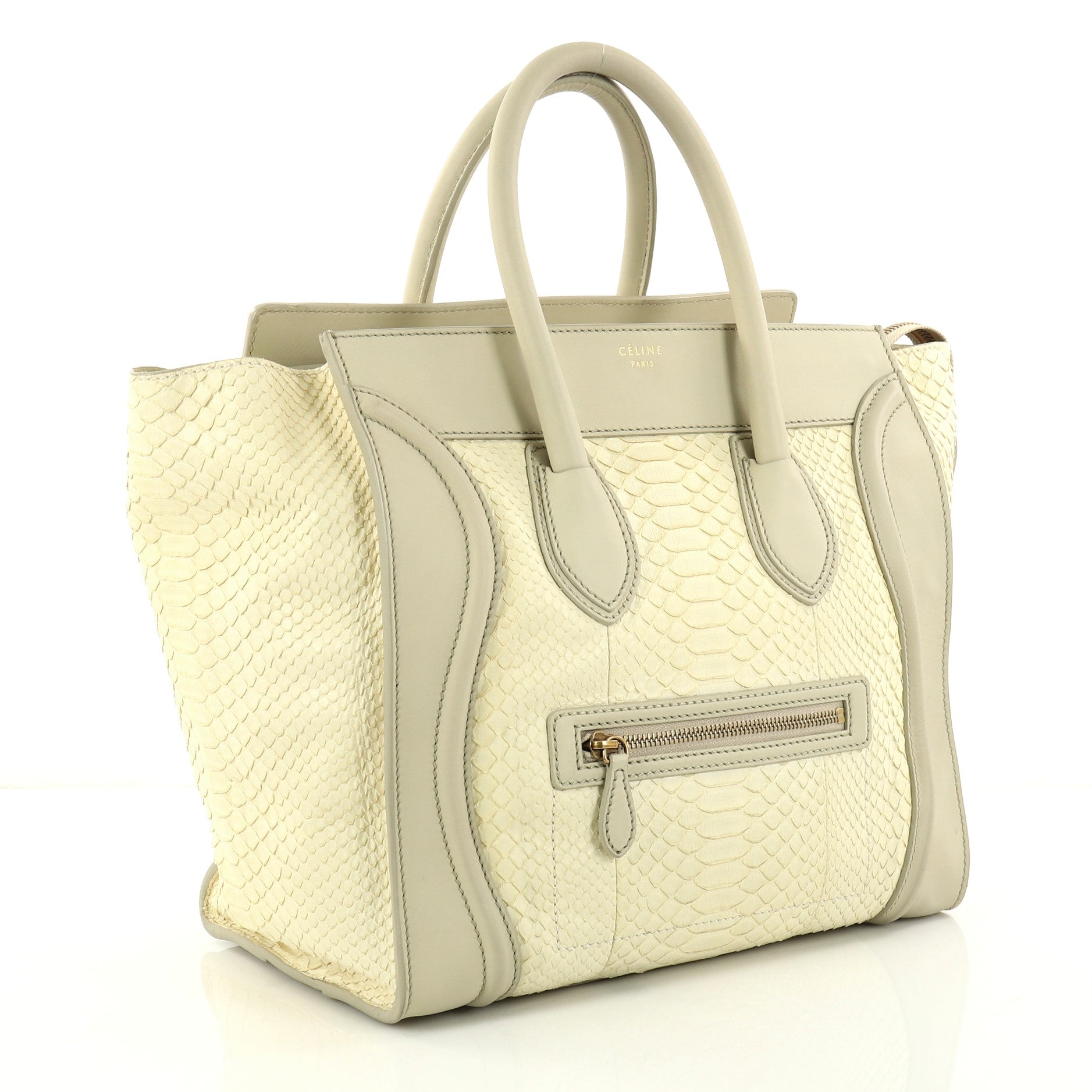 Bicolor Luggage Handbag Python and Leather Mini