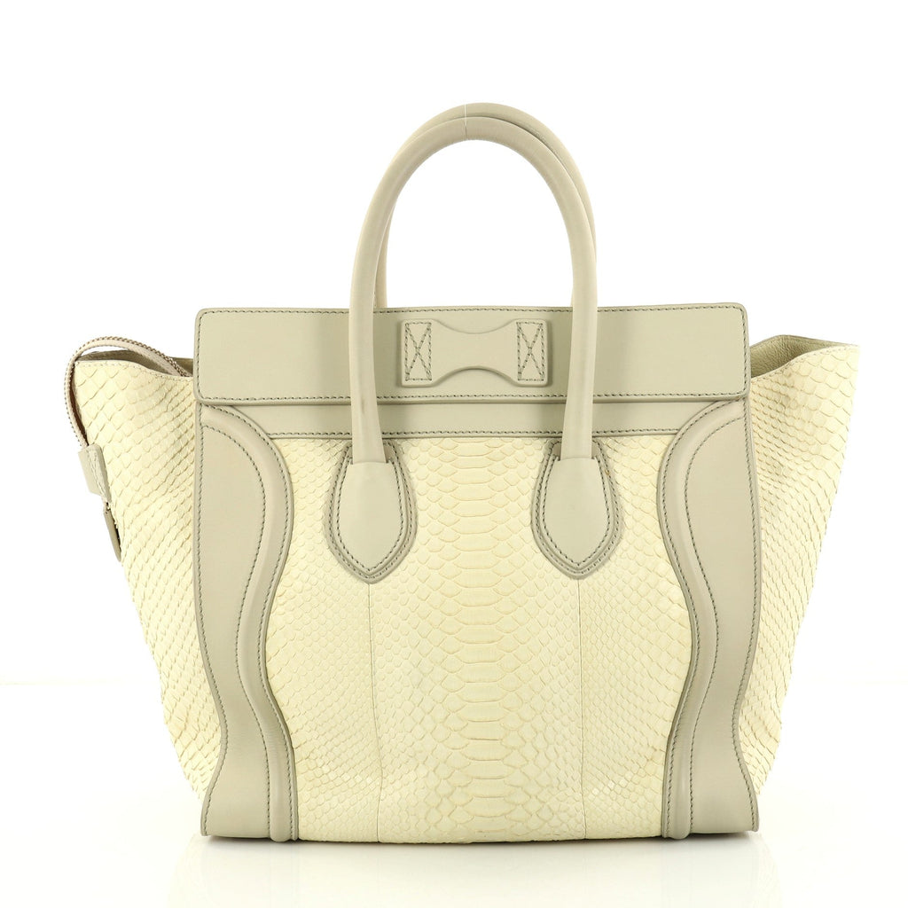 Bicolor Luggage Handbag Python and Leather Mini