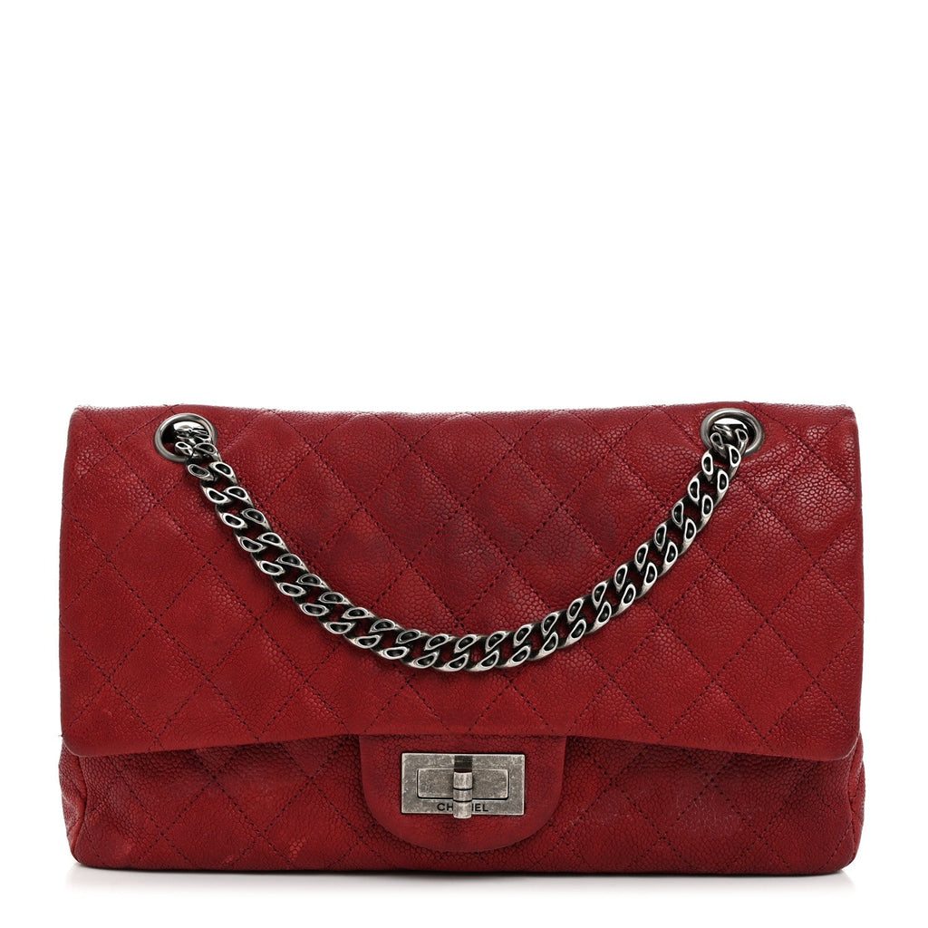 Washed Caviar Quilted 2.55 Reissue 225 Bijoux Chain Flap Red