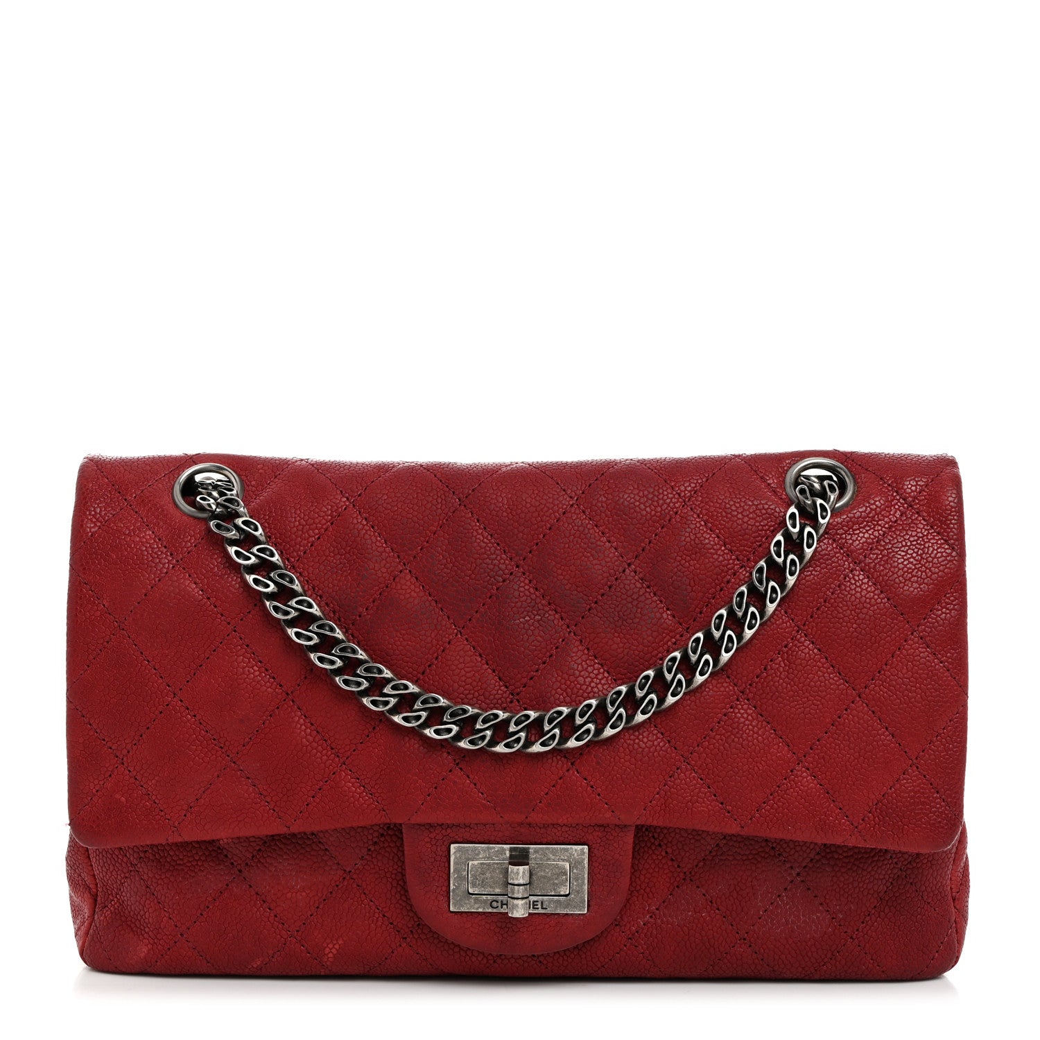 Washed Caviar Quilted 2.55 Reissue 225 Bijoux Chain Flap Red