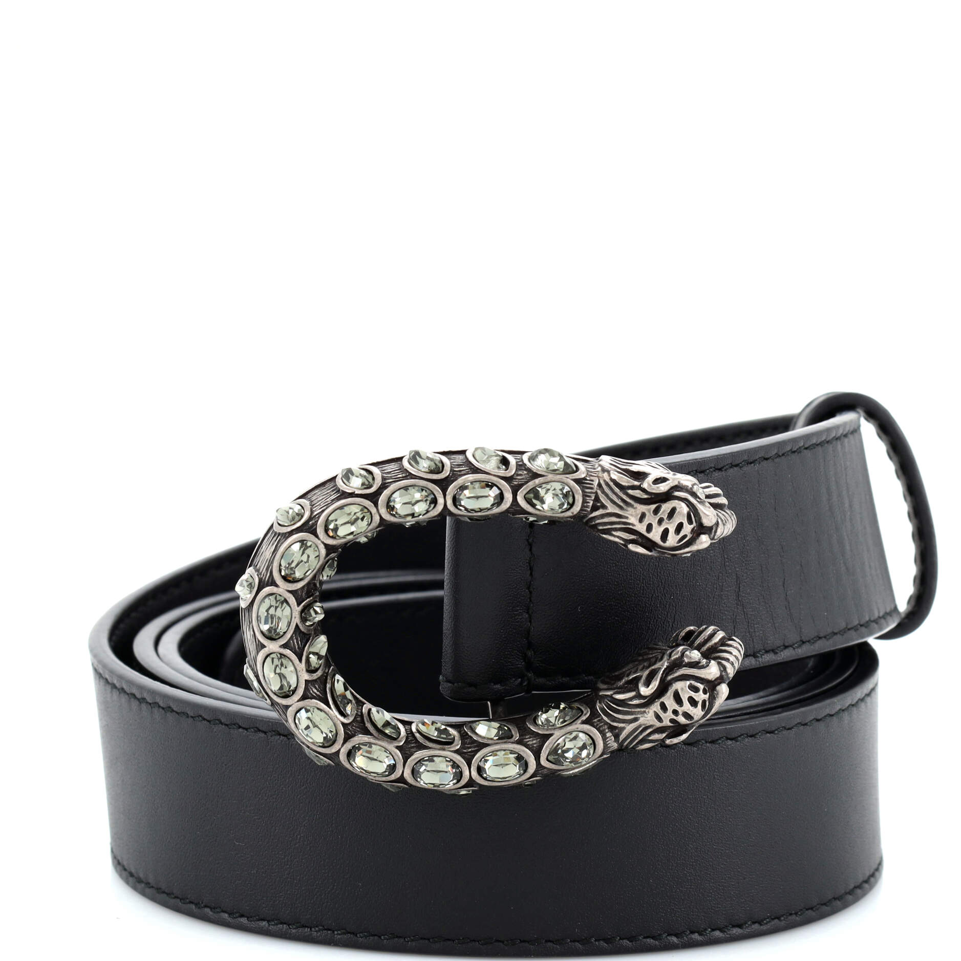 Dionysus Belt Leather with Crystal Embellished Metal Medium 85