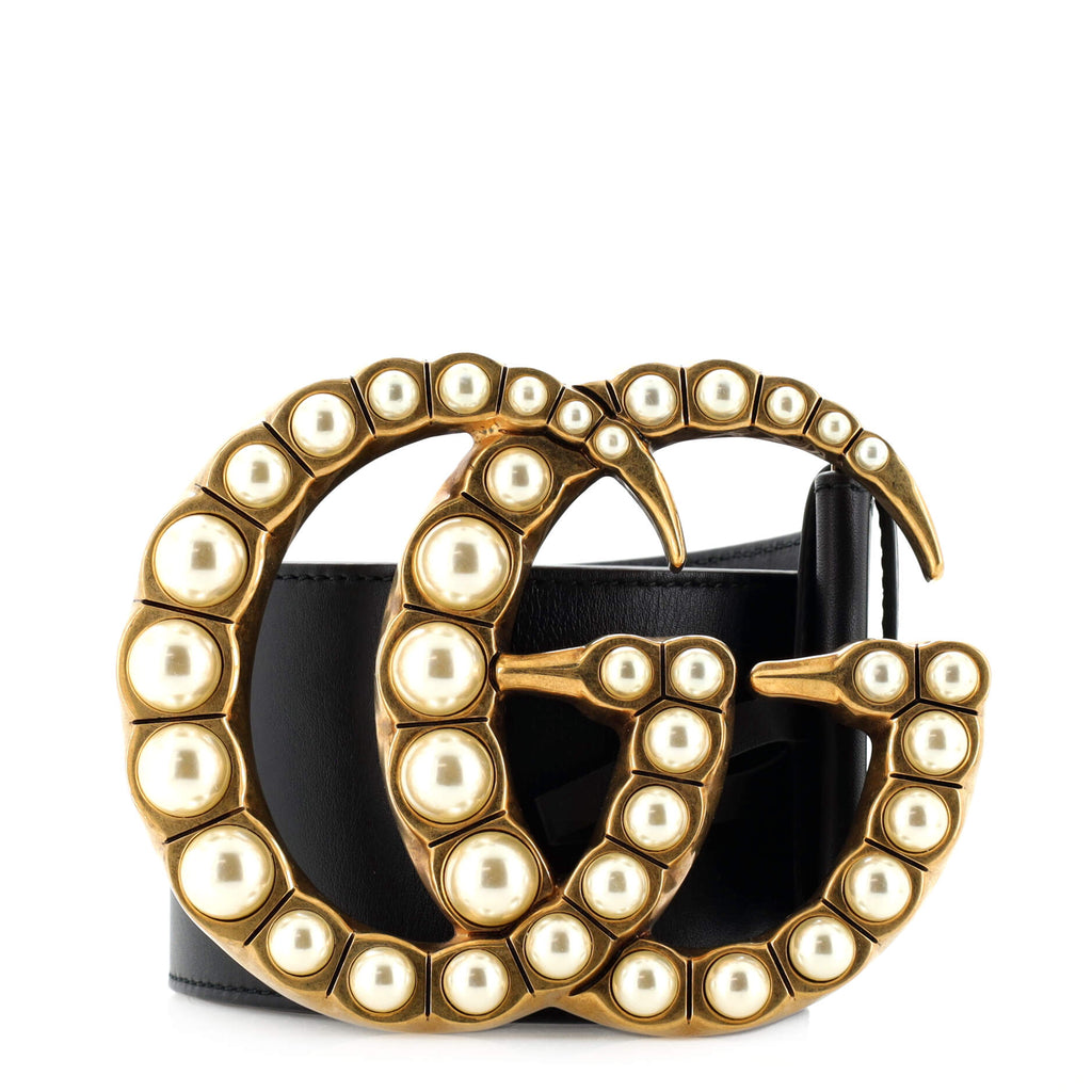 Pearly GG Marmont Belt Leather Extra Wide 90