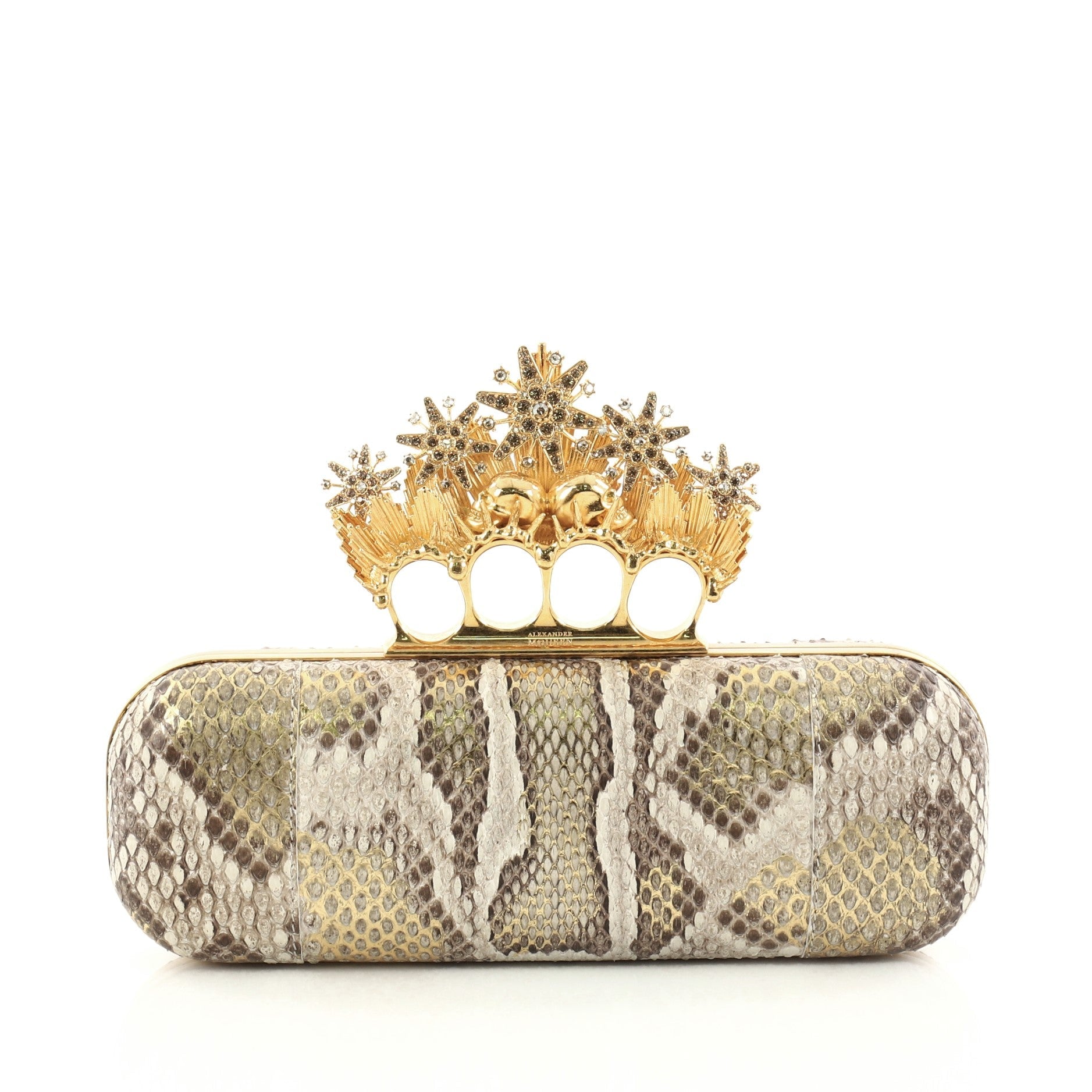 Stars Knuckle Box Clutch Python Long