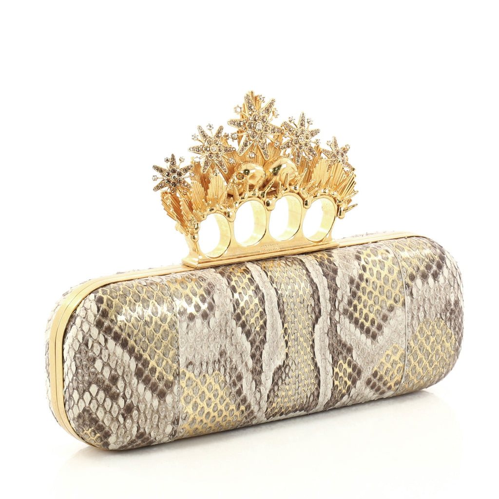 Stars Knuckle Box Clutch Python Long