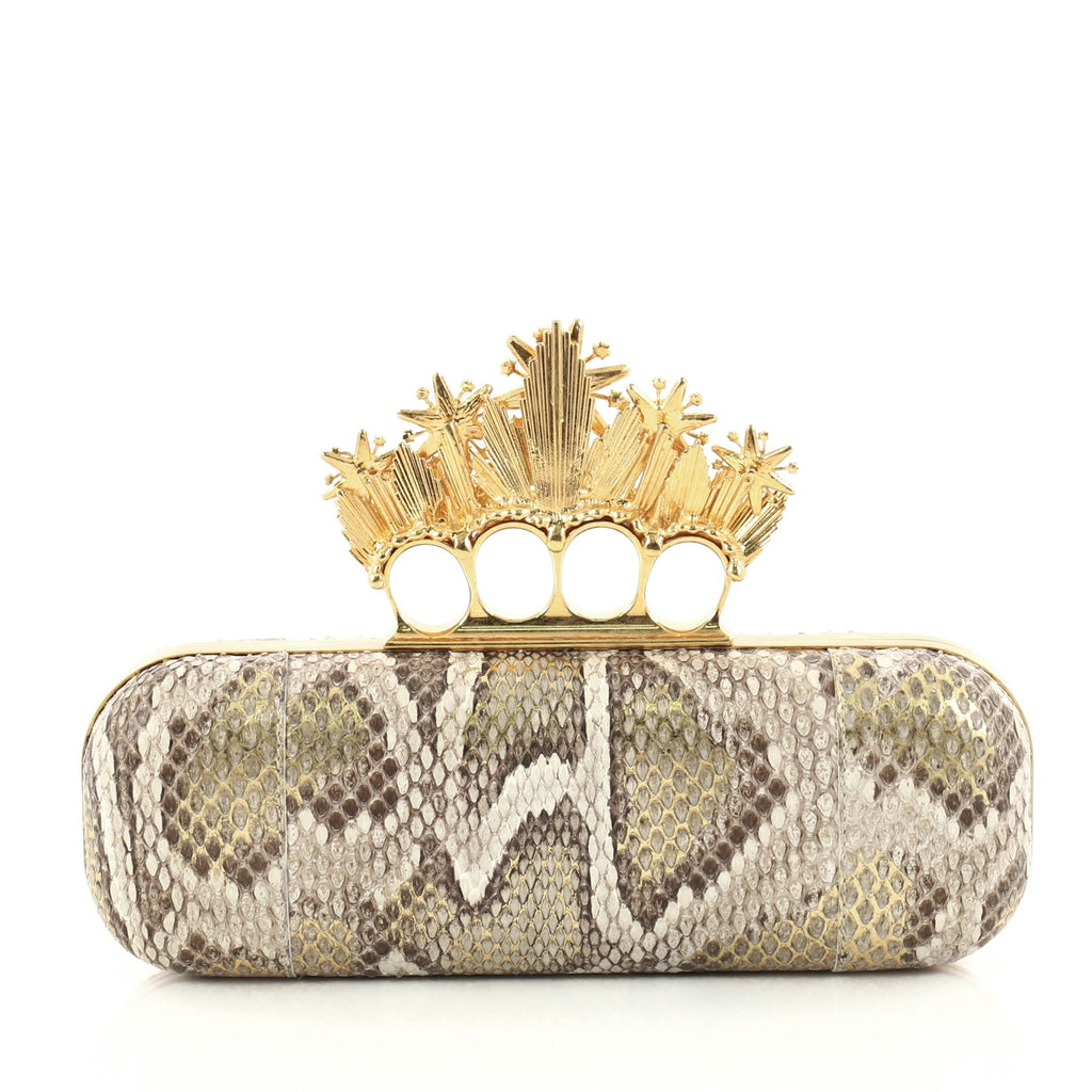 Stars Knuckle Box Clutch Python Long