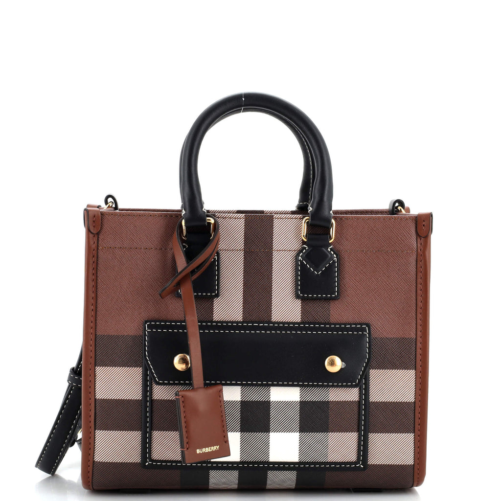 Freya Shopping Tote Check Canvas with Leather Mini