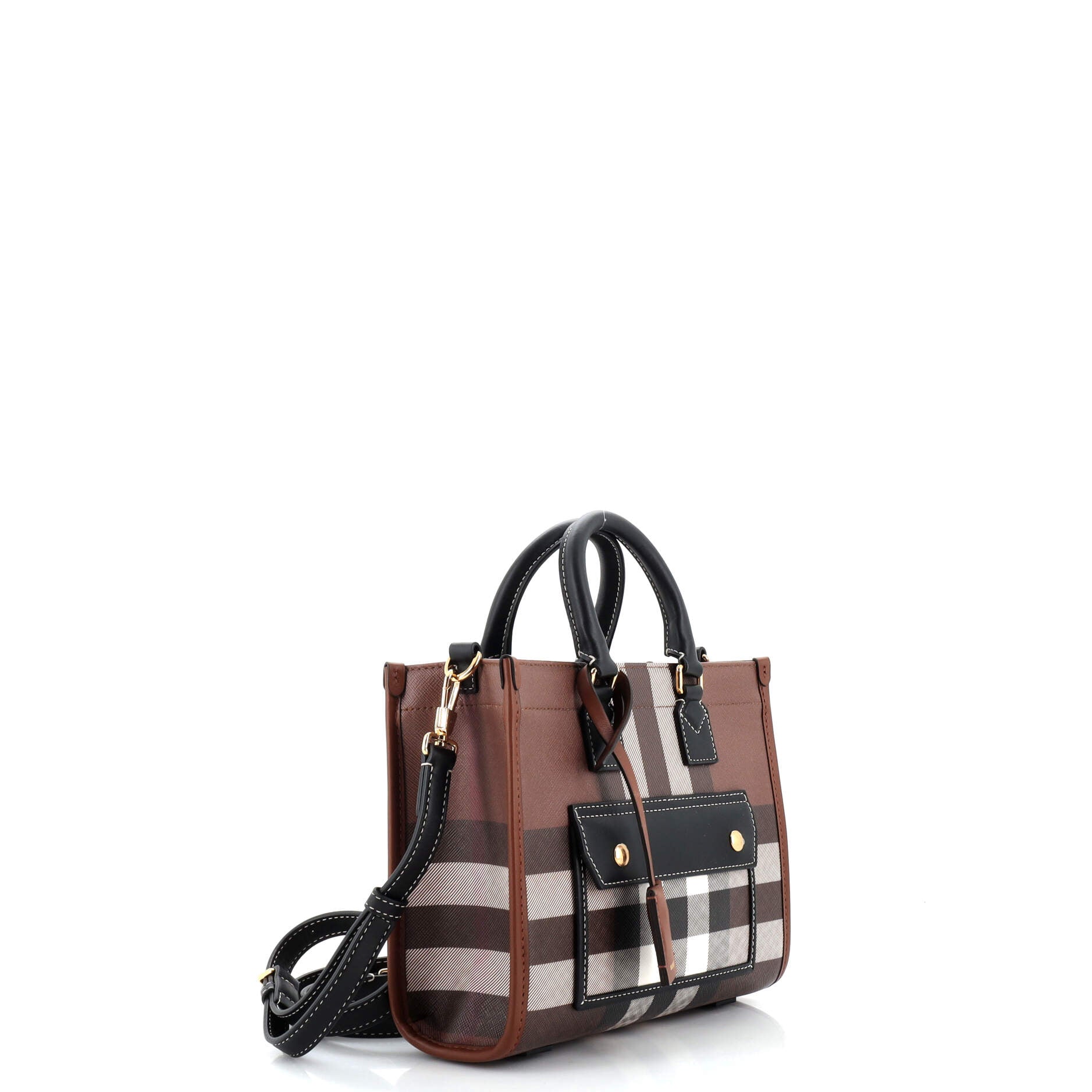 Freya Shopping Tote Check Canvas with Leather Mini