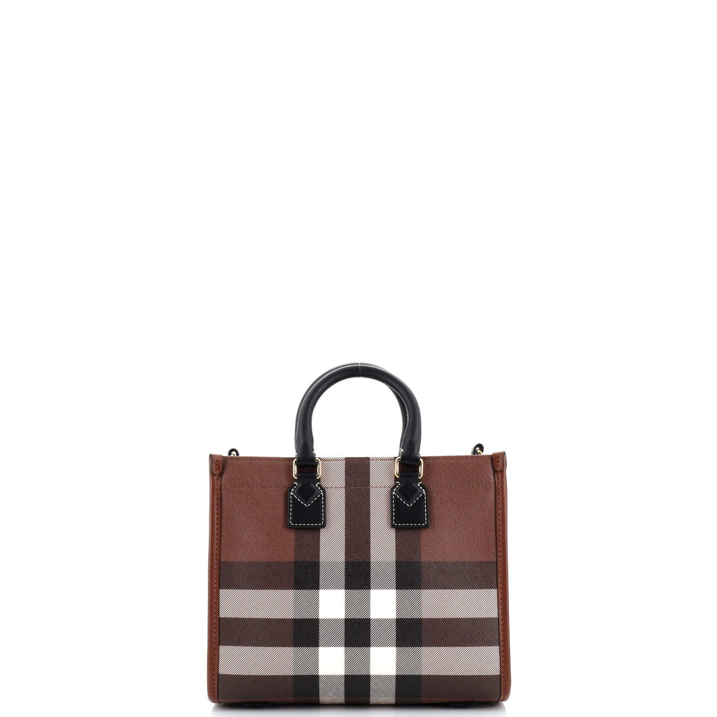 Freya Shopping Tote Check Canvas with Leather Mini
