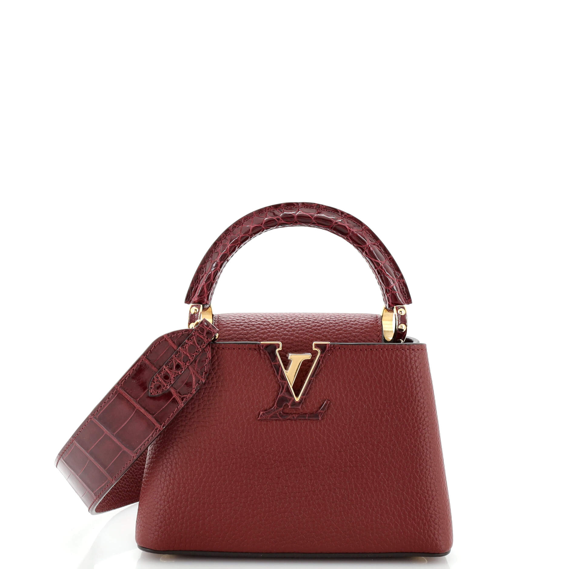 Capucines Bag Leather with Crocodile Mini