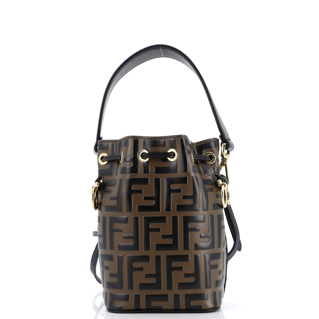 Mon Tresor Bucket Bag Zucca Embossed Leather Mini
