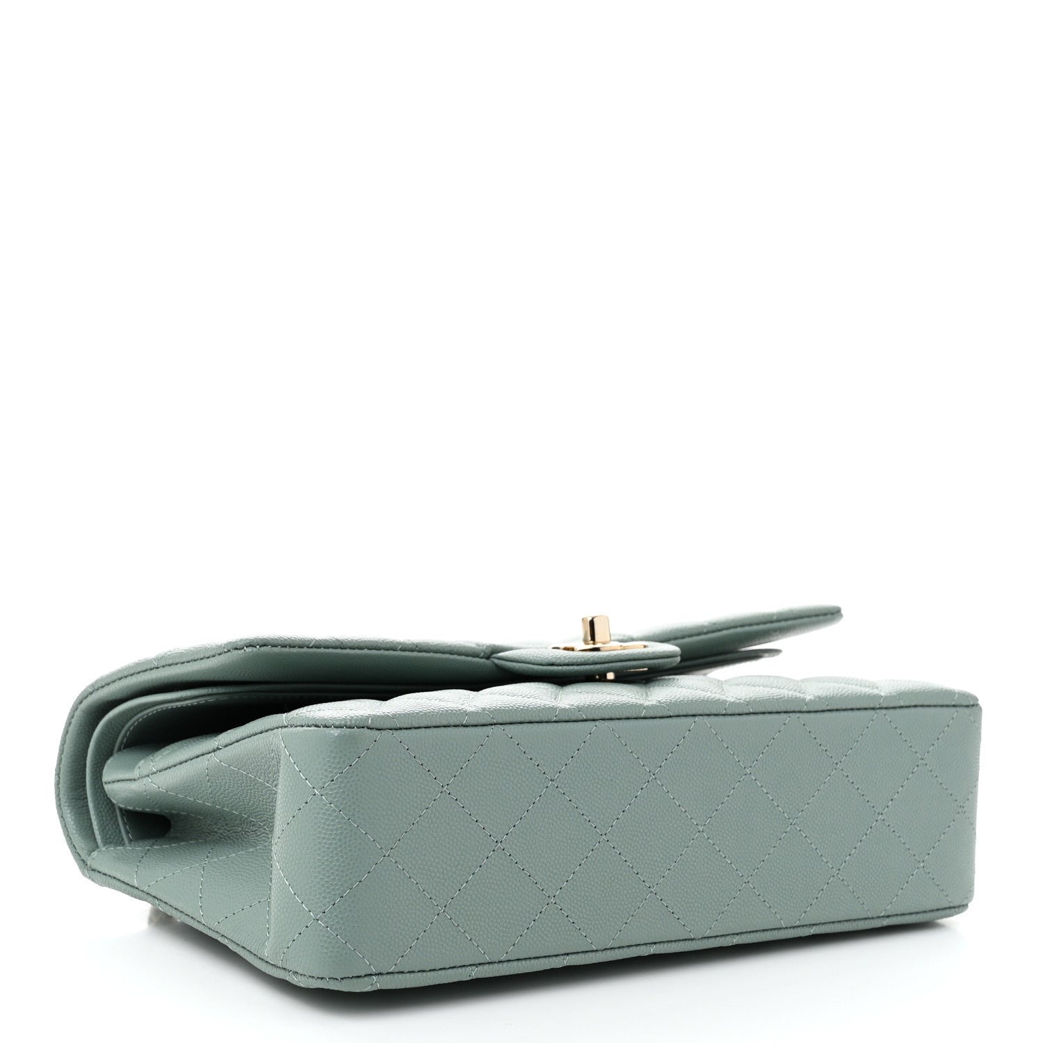 Caviar Quilted Medium Double Flap Light Blue