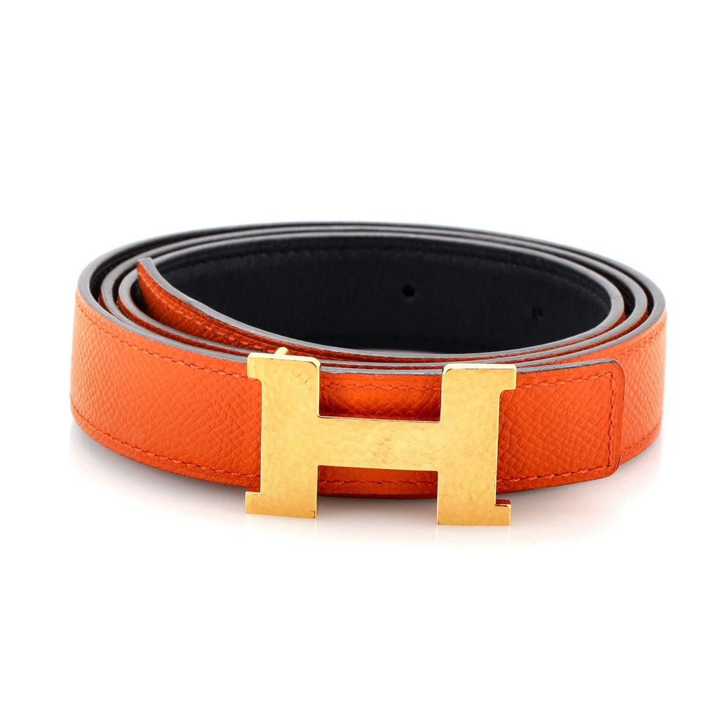 Constance Martelee H Reversible Belt Leather with Hammered Hardware Thin 90