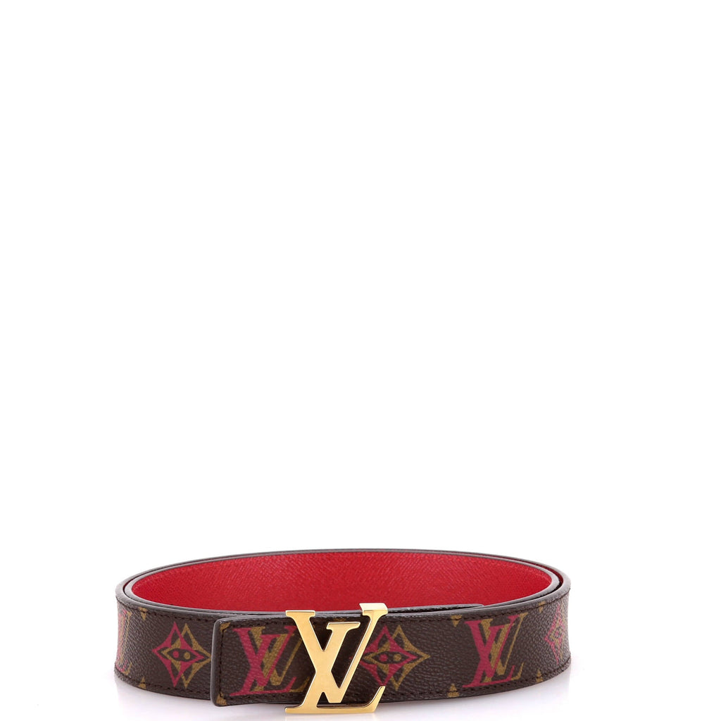 LV Initiales Reversible Belt Rainbow Monogram and Leather Thin 85