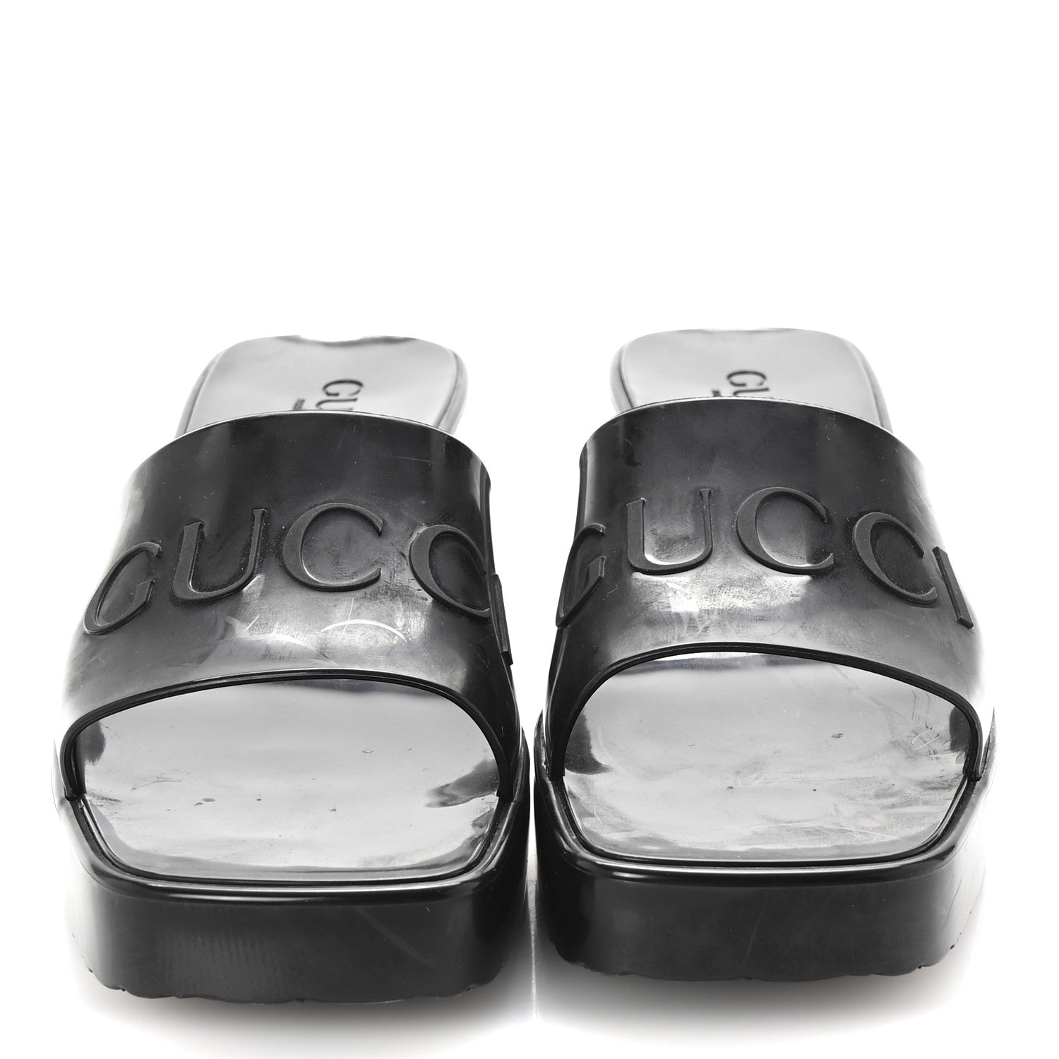Rubber Gucci Logo Womens Platform 20/60mm Slide Sandals 37 Black