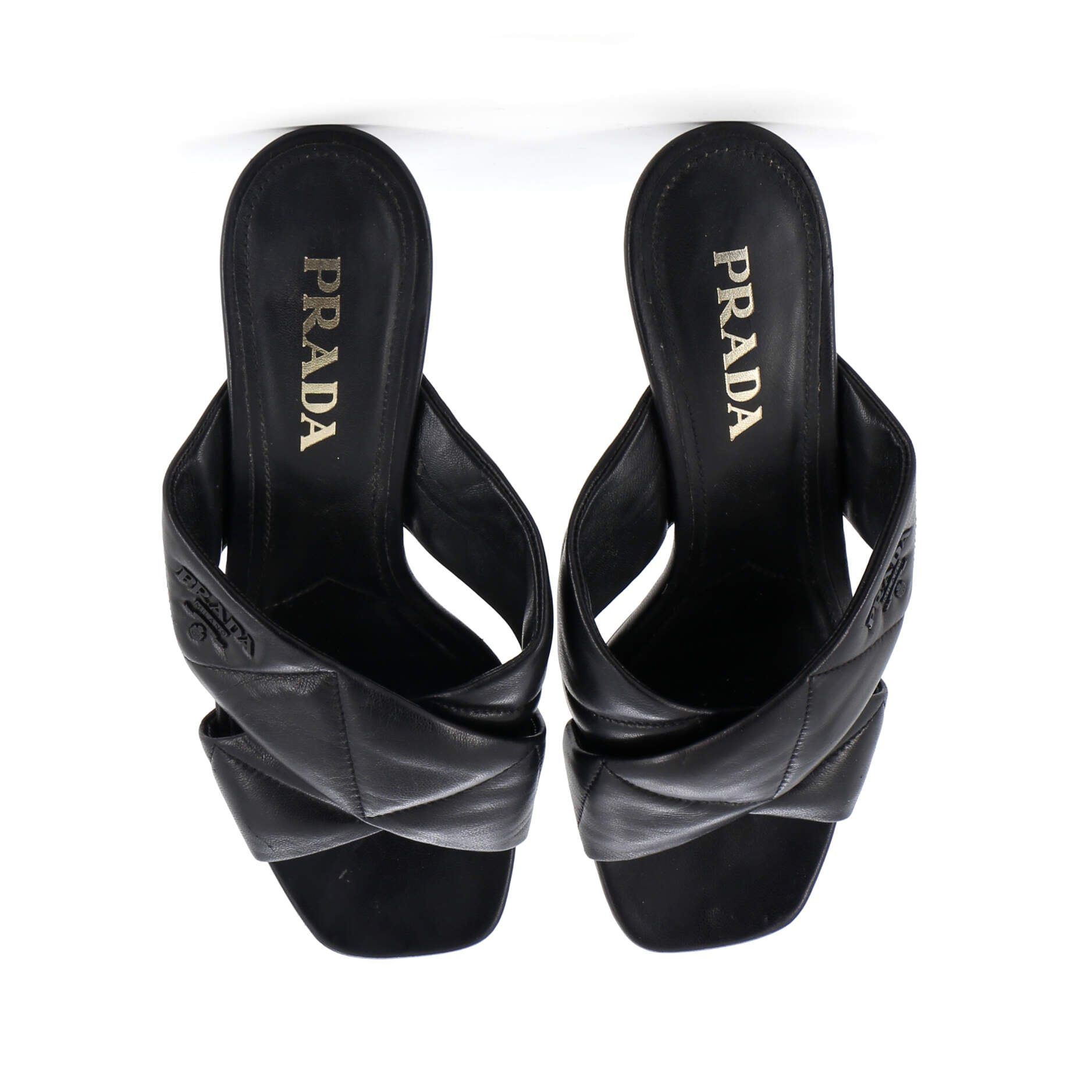 Women's Logo Heeled Sandals Quilted Leather