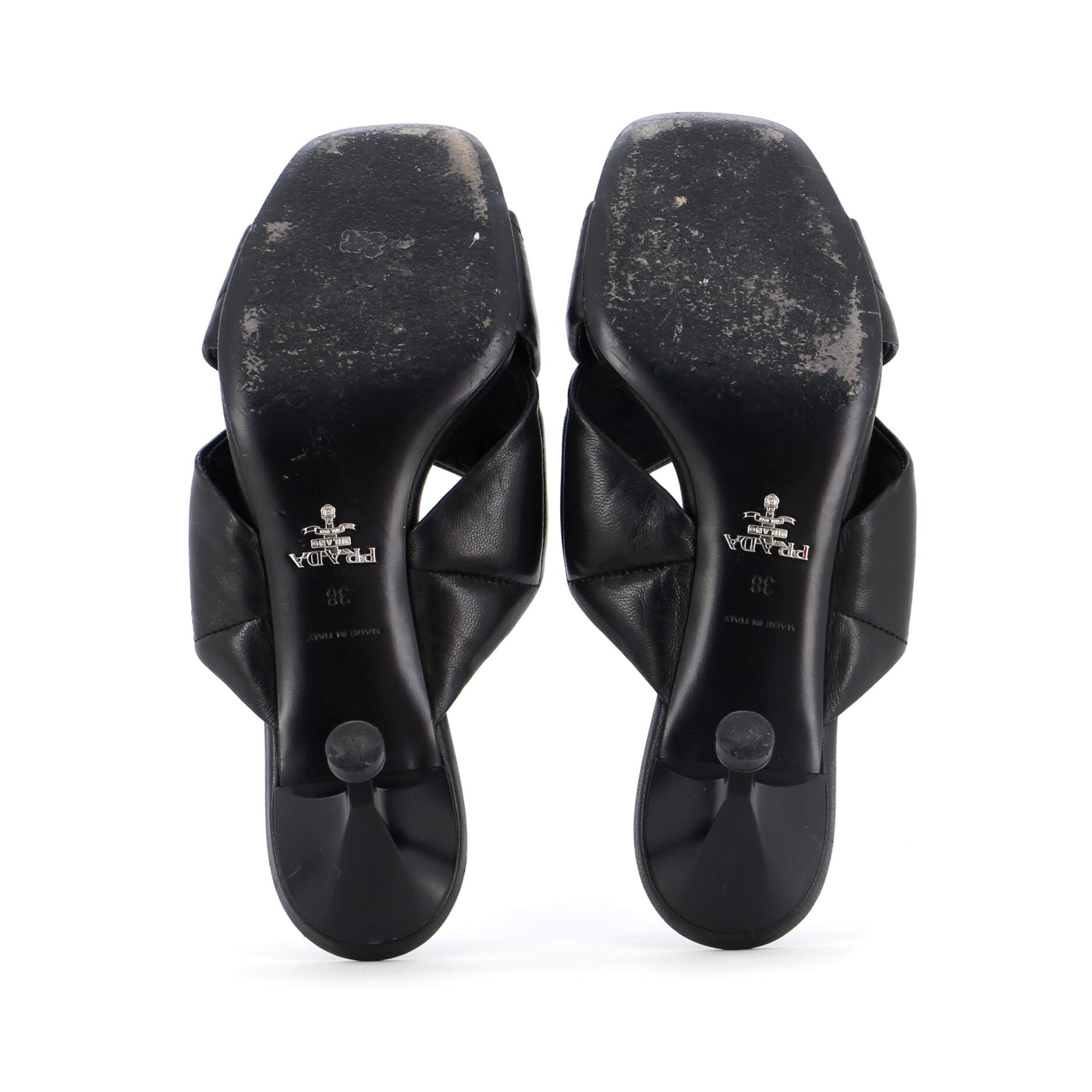 Women's Logo Heeled Sandals Quilted Leather