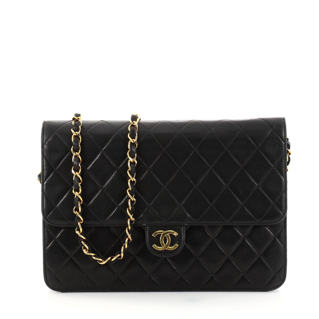 Vintage Clutch with Chain Quilted Leather Small