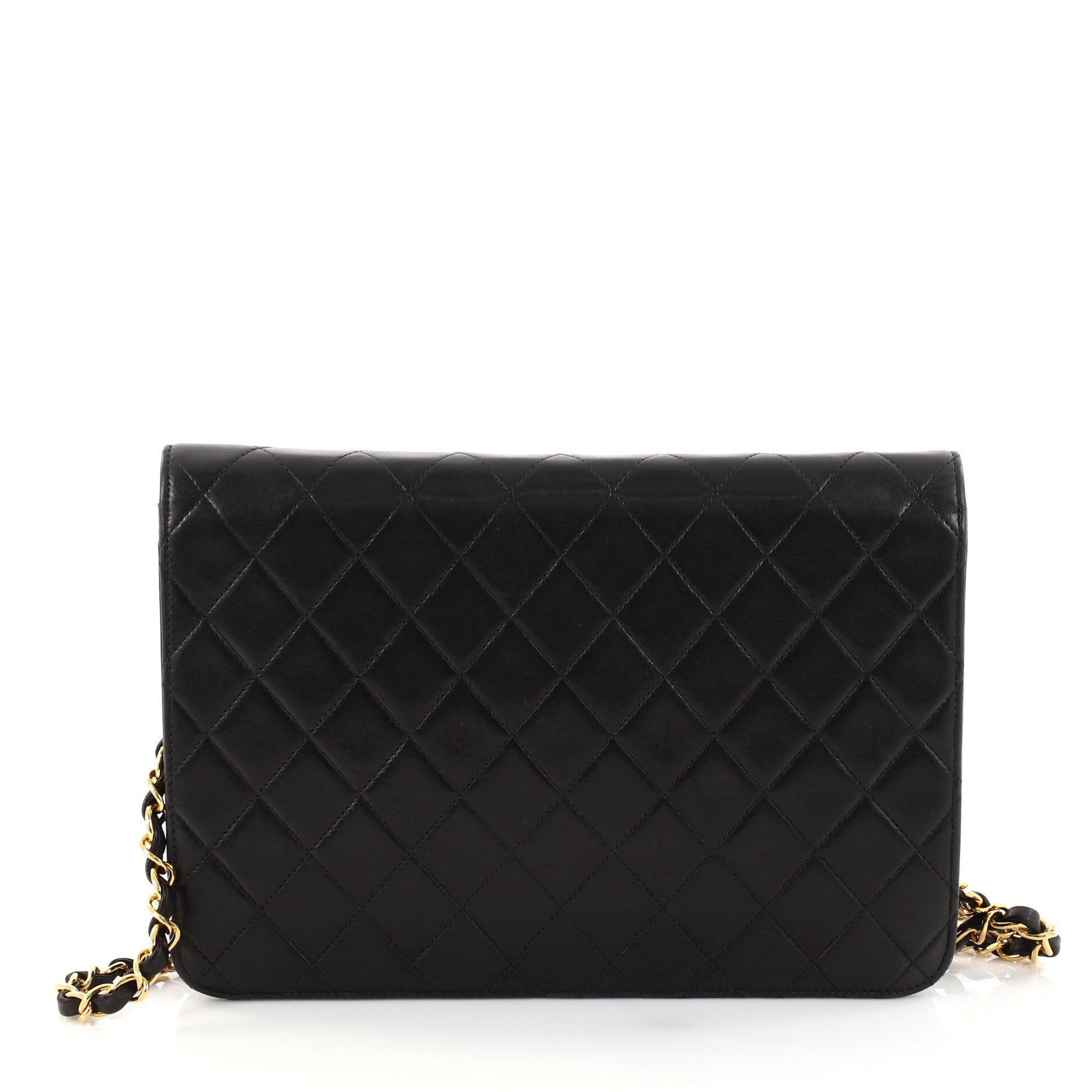 Vintage Clutch with Chain Quilted Leather Small