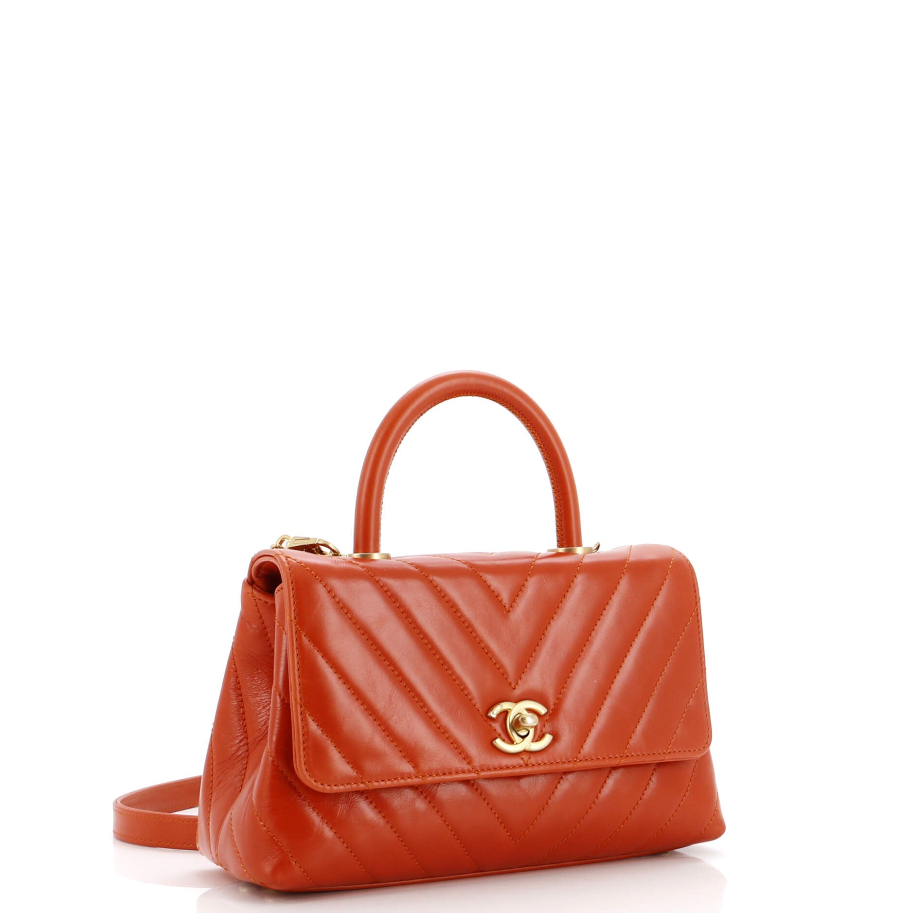 Coco Top Handle Bag Chevron Calfskin Mini