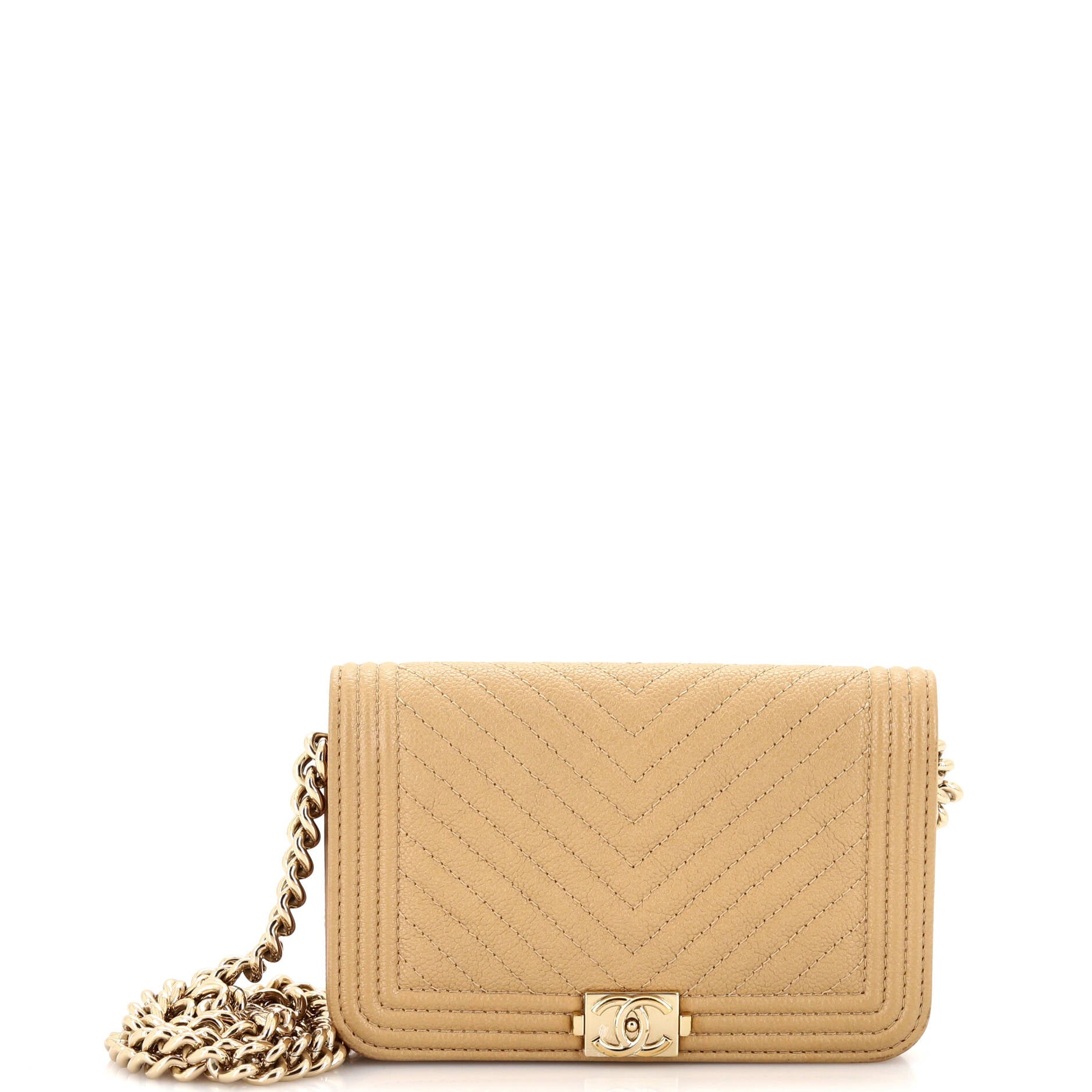 Boy Wallet on Chain Chevron Caviar Mini